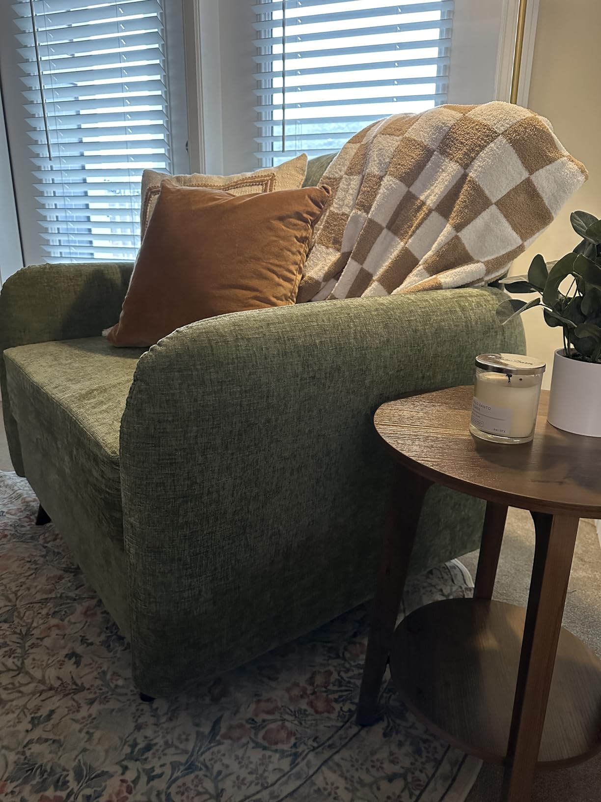Rexulqo Oversized Accent Chair with All Seats Storage, Comfy Living Room Chairs with 2 Throw Pillow, Upholstered Mid-Century Armchair, 24.5'' Deep Seat, Reading Chair for Bedroom, Office, Chenille, Green customer photo 1