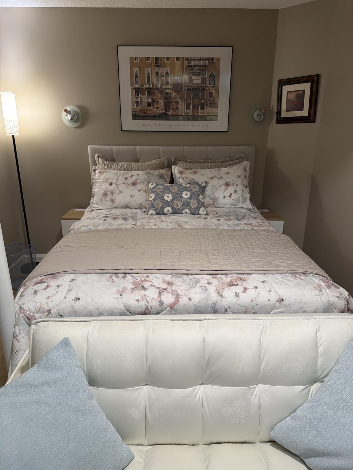 Howjoe Linen Upholstered Headboard Queen Size, Modern Diamond Tufting Solid Wood Queen Headboard Only, Adjustable Height from 37