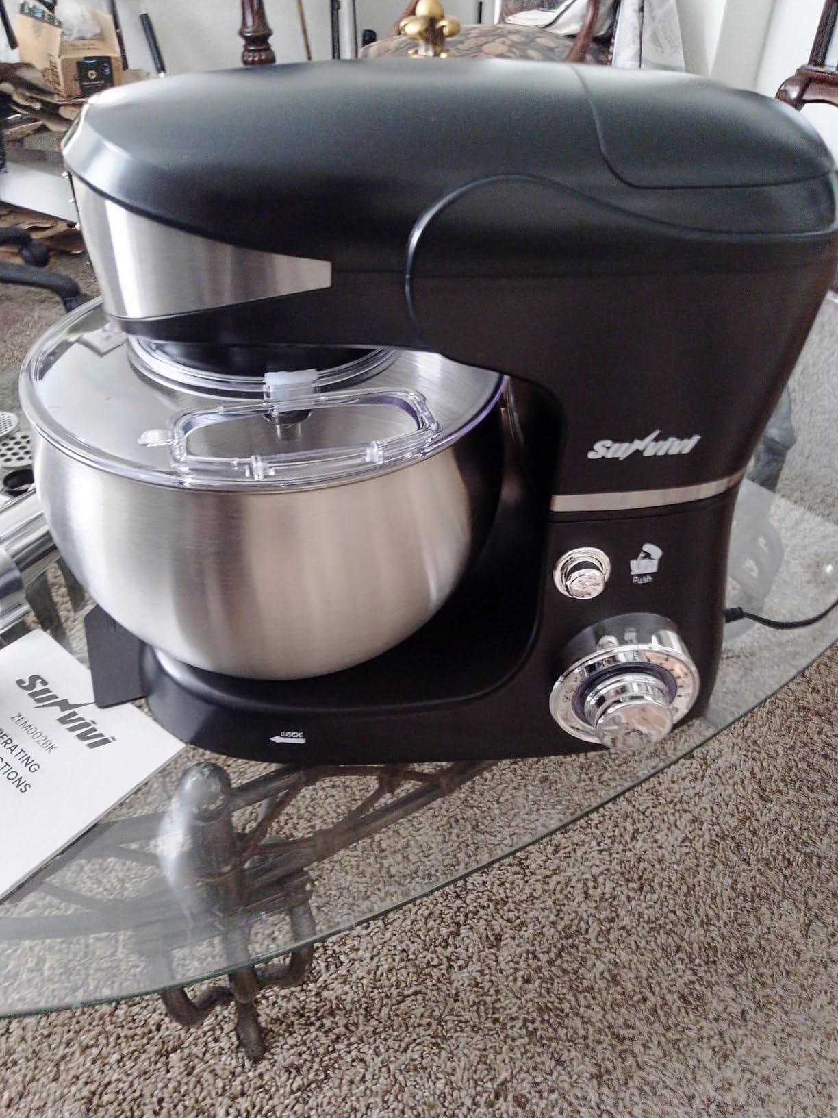 Sunvivi 6-in-1 Multifunctional Stand Mixer, 6.5QT Tilt-Head Dough Mixer, Electric Stand Mixer with Stainless Steel Bowl for Cake, Bread, and Dough, with Meat Grinder, Juice Blender & Pasta Maker customer photo 1
