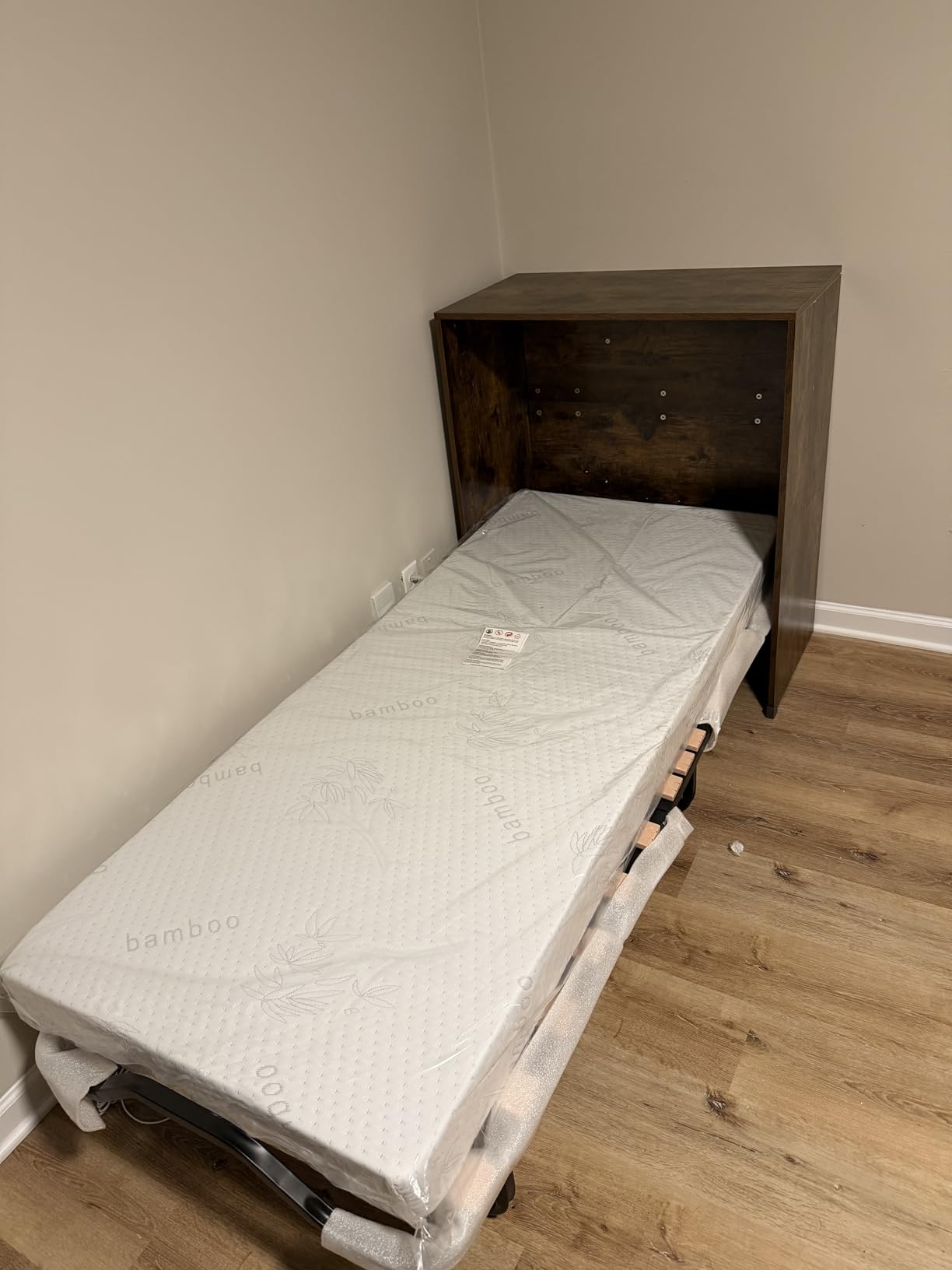 KOMFOTT Murphy Bed Cabinet, Rolling Folding Bed into Cabinet with Mattress & Lockable Wheels, Folding Bed Frame for Small Space, Roll Away Pull Out Murphy Bed for Guest Room Office customer photo 2
