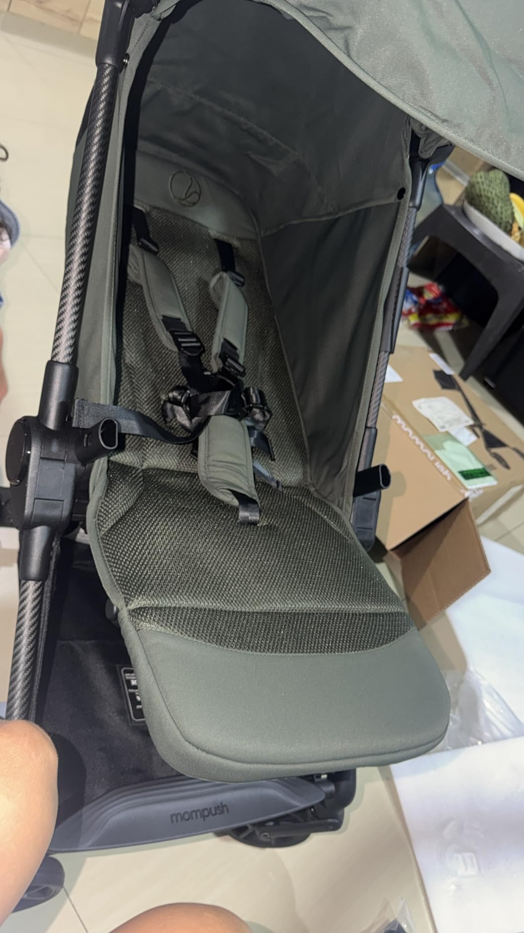 Mompush Nexis Carbon Travel Stroller, Ultra-Lightweight 11.5 lbs, Compact & Airplane Carry-On Approved, One-Second Auto-Fold, One-Hand Full Recline, from Birth to 50 lbs, JPMA Certified, Forest customer photo 2