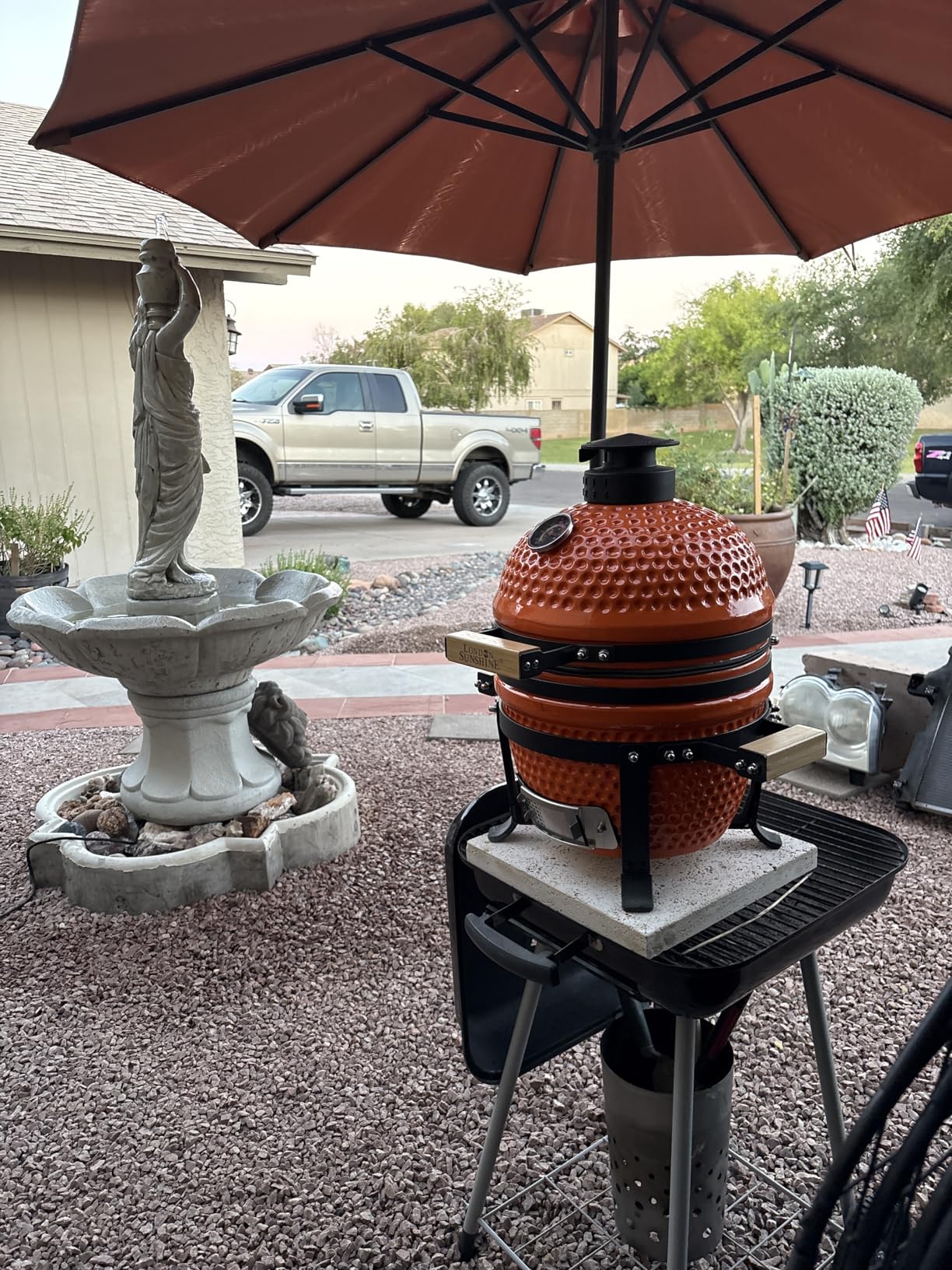 London Sunshine 13-Inch Ceramic Kamado Grill, Waterproof Vent Cap, Orange | Portable Charcoal Grill with Stainless Steel Grate for Patio & Outdoor customer photo 2