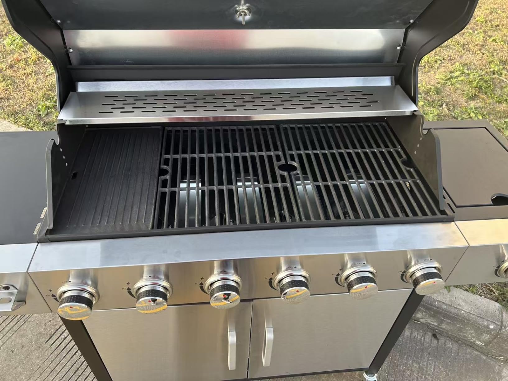 6 Burner Propane Gas Grill with Side Burner, Cast Iron Grates & Griddle Combo, Large Cabinet BBQ with Warming Rack for Backyard Patio, 620 SQ. IN. Cooking Area customer photo 1