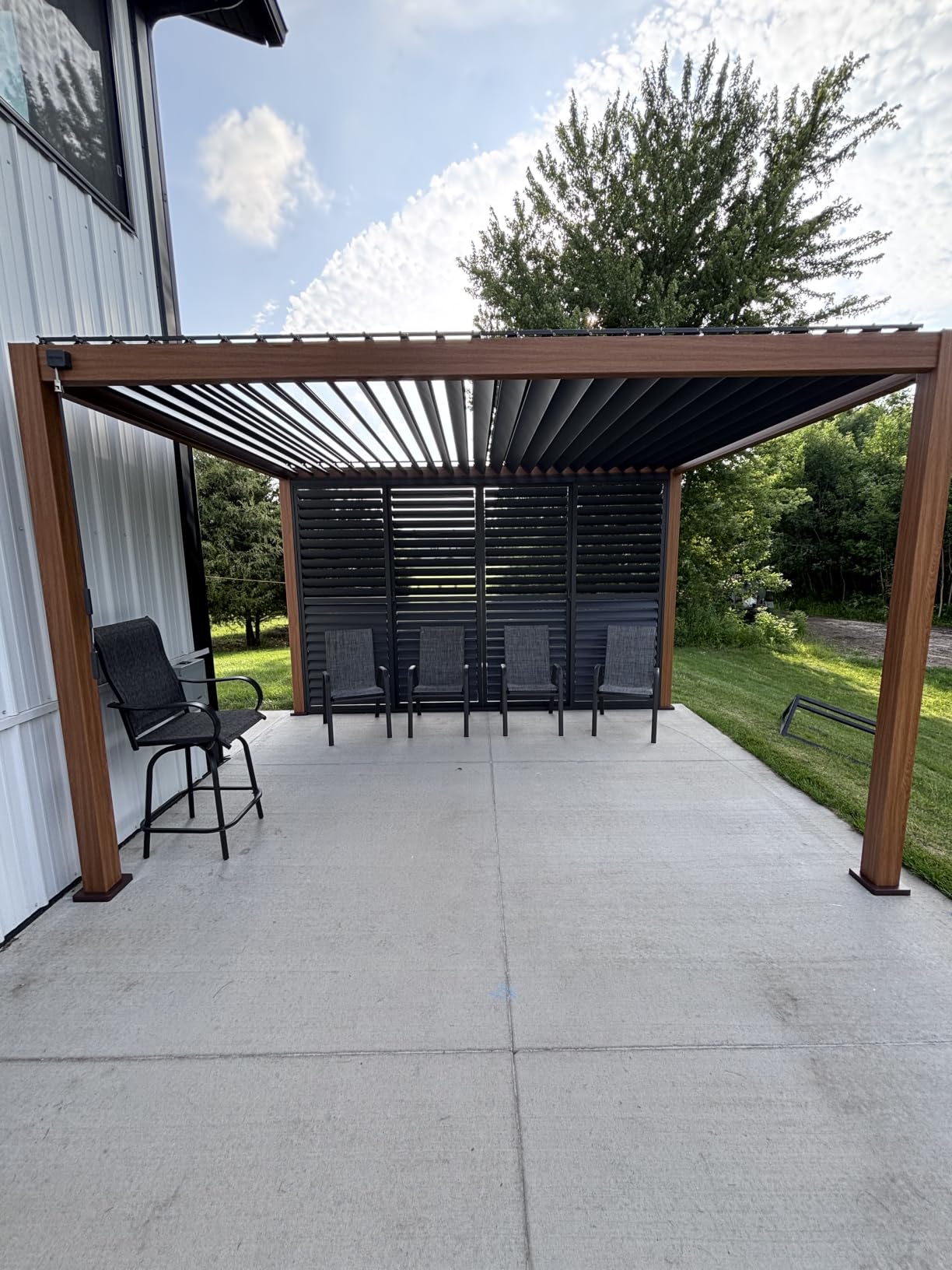 MIRADOR 111S Takasho Louvered Pergola, 10Ft x 20Ft, Full Aluminum Frame, Adjustable Roof for Outdoor Deck Garden Patio, Durable, Cherry Oak customer photo 1
