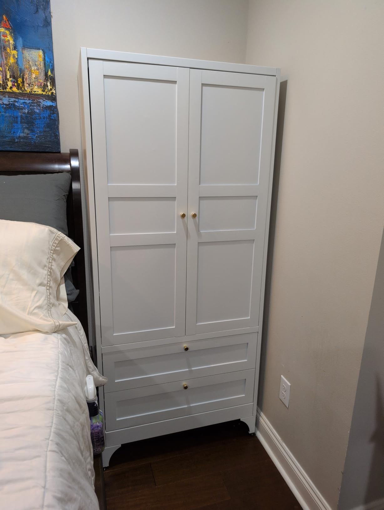 Letaya Metal Armoire Wardrobe Closet with 2 Drawers, 18