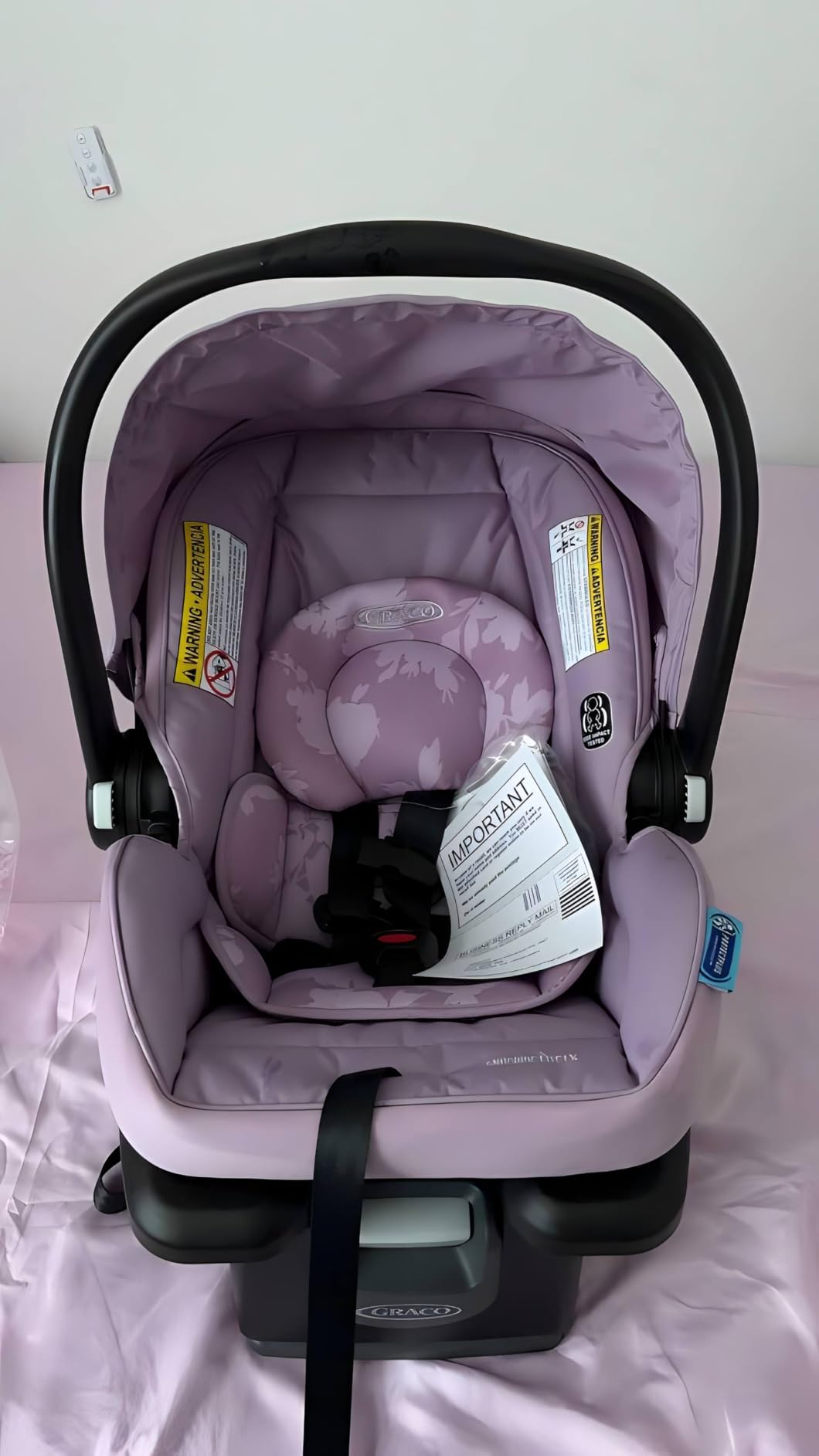 Graco SnugRide Lite LX Infant Car Seat, Lightweight Rear-Facing Seat for Babies 4-30 lb, 4-Position Adjustable Base, Latch Installation & ProtectPlus Engineered, Lilac Mod customer photo 2