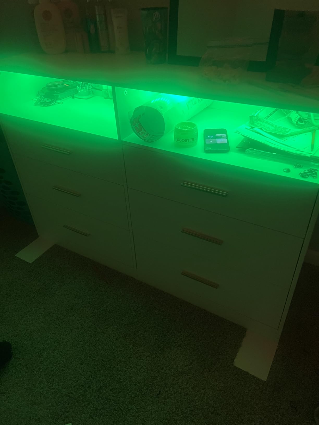 VASAGLE Custos Collection - Dresser for Bedroom, with LED Lights and Power Strip, Chest of Drawers, Modern, TV Stand for Living Room, 6 Drawers, 15.8 x 46.9 x 32 Inches, Ink Black ULTS316BC01S customer photo 1