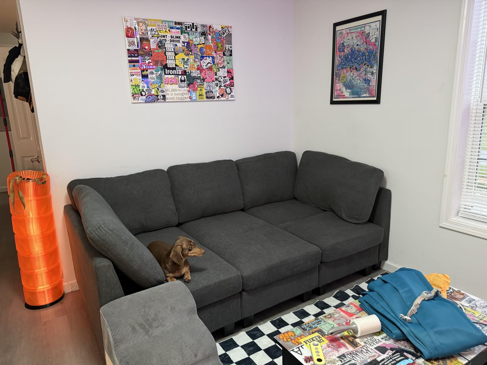 Belffin Plush Corduroy Sectional Sleeper Sofa with Wide Deep Seat Modular Sectional Cloud Couches for Living Room, Beige Couch customer photo 1