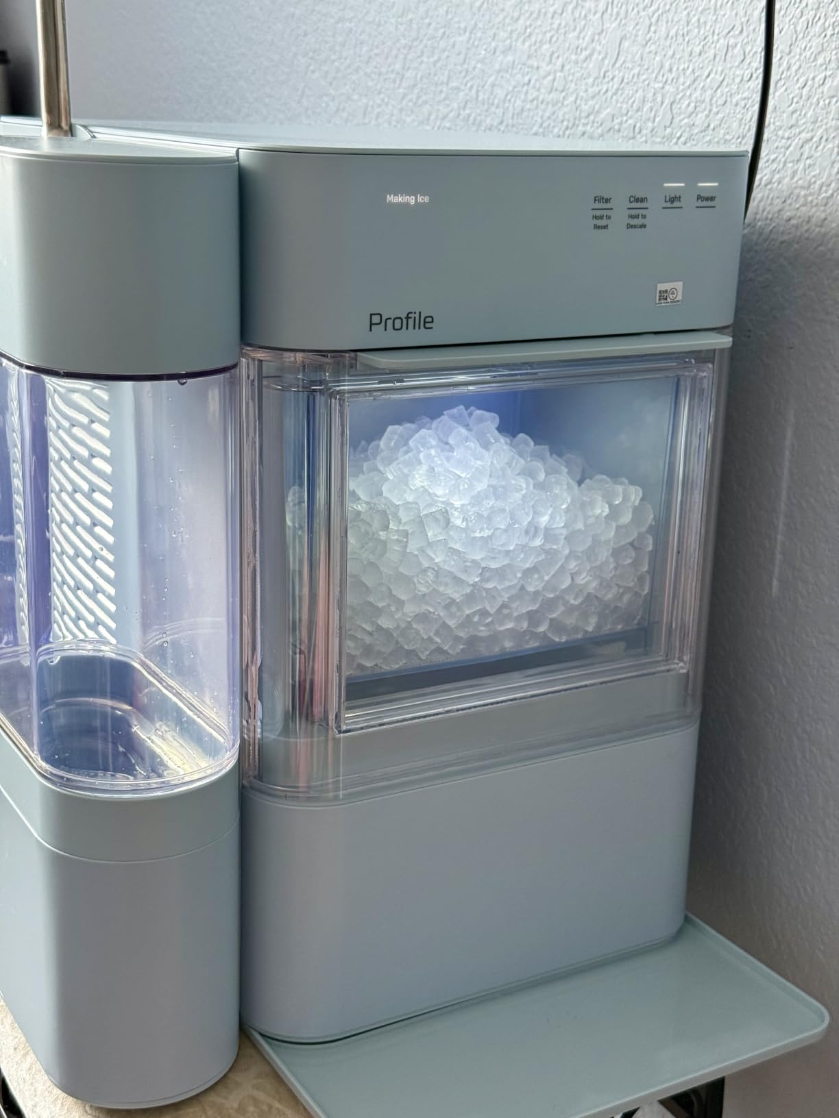 GE Profile Opal Ultra, Countertop Nugget Ice Maker, 1 Gal XL Side Tank, Amazon Exclusive, 38 lbs/Day, Pebble Pellet Crushed Ice Machine, WiFi Stainless Steel customer photo 1