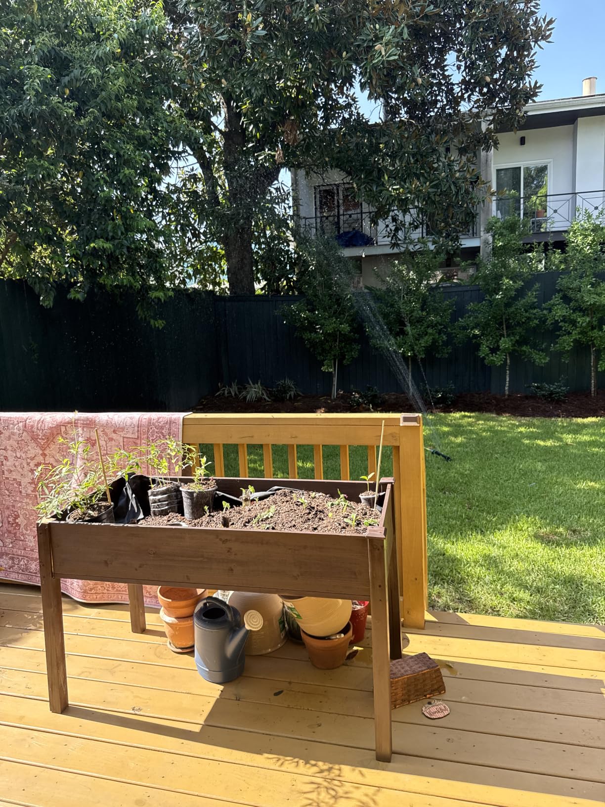DUMOS Raised Garden Bed 48x24x30 Inch, Outdoor Planter Box with Legs, Elevated Wood Garden Bed with Liner for Herbs Flowers Vegetables, Wooden Planter Box for Patio, Balcony and Backyard, Brown customer photo 2