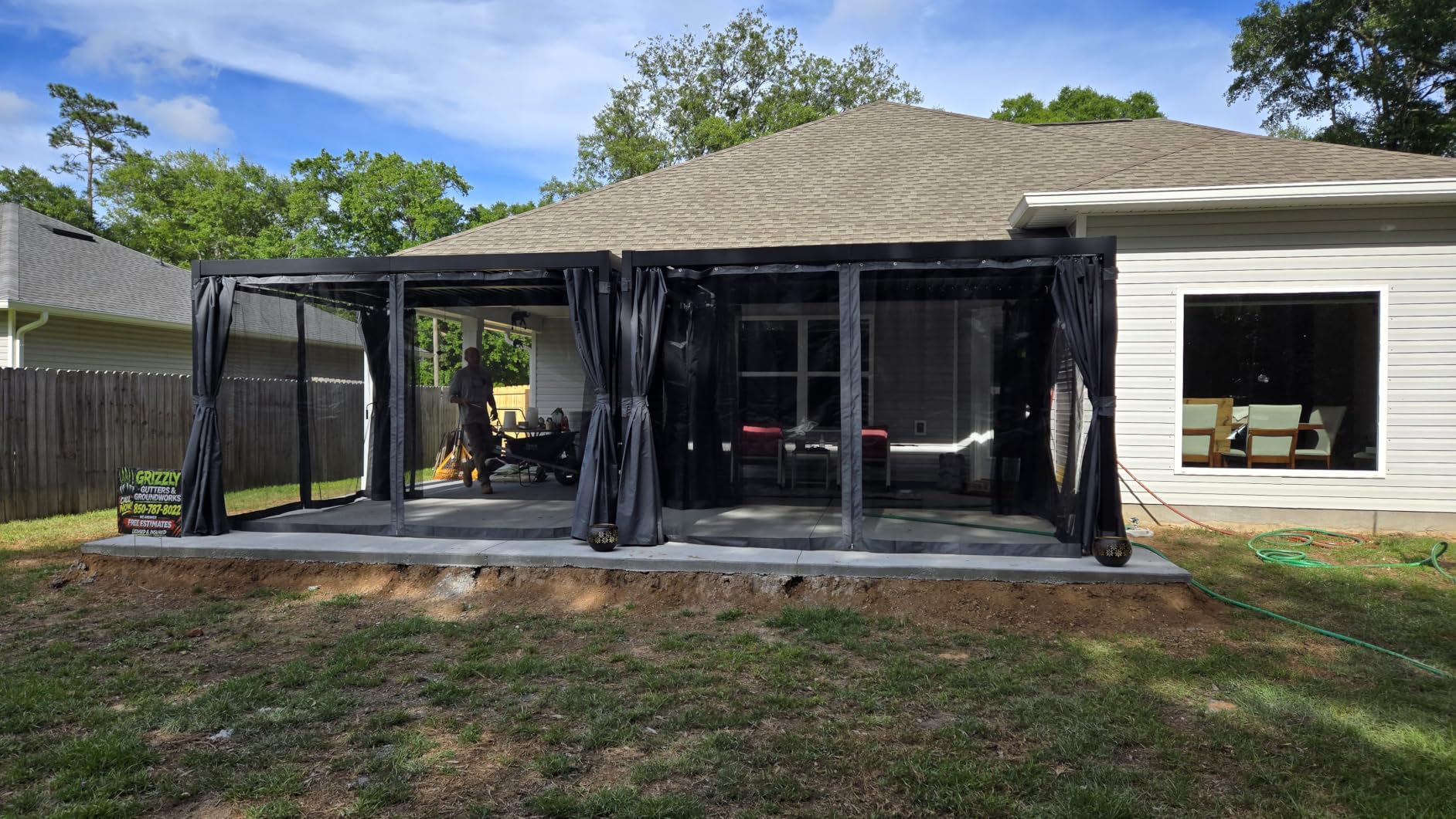 MELLCOM Louvered Pergola 10x12, Outdoor Rustproof Shelter with Adjustable Roof, Steel Aluminum Gazebo with Waterproof Curtains and Netting for Patio Deck customer photo 1