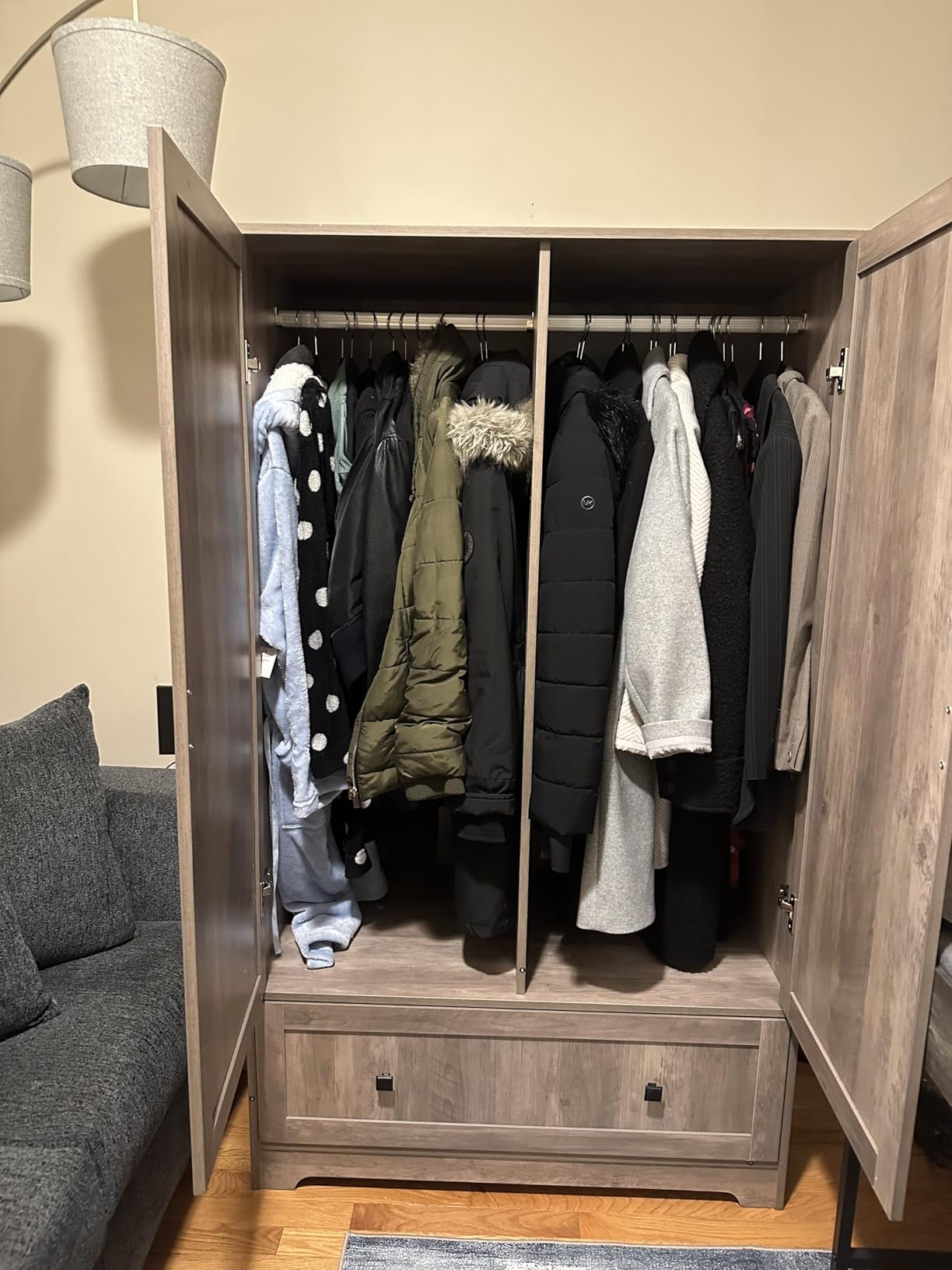 VINGLI Armoire Wardrobe Closet with Doors and Mirror, 47