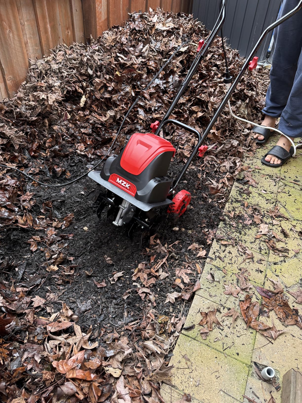 MZK 12-Inch 10.5 Amp Corded Electric Tiller/Cultivator for Gardening, 8-inch Tilling Depth, Powerful and Lightweight Tiller, Electric Garden Rototiller for Lawn/Yard/Garden Soil Digging, TC12A03 customer photo 1