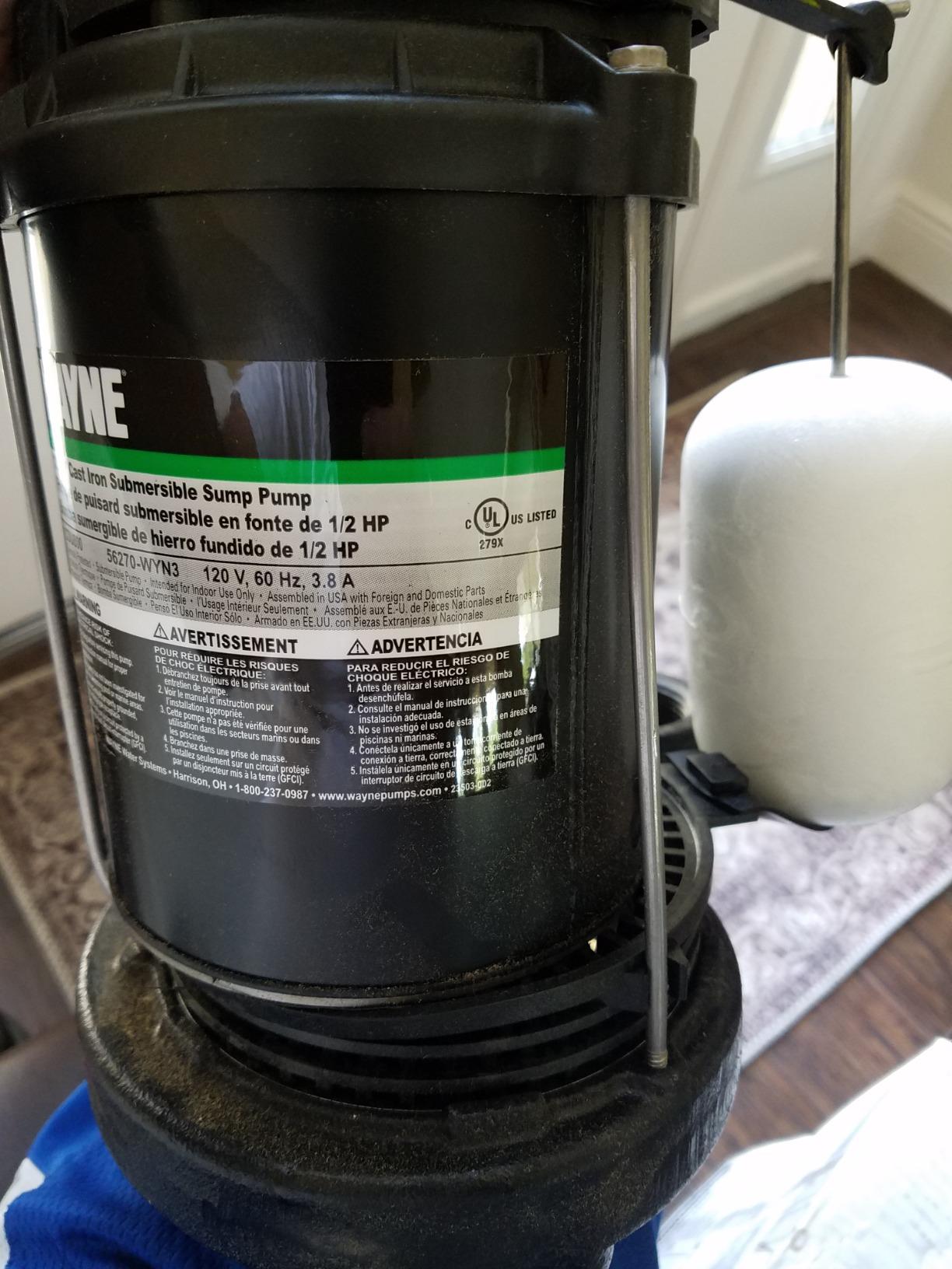 WAYNE CDU800 1/2 HP Submersible Sump Pump - Cast Iron & Stainless Steel, Vertical Float Switch, 5,100 GPH, 3-Year Warranty customer photo 2