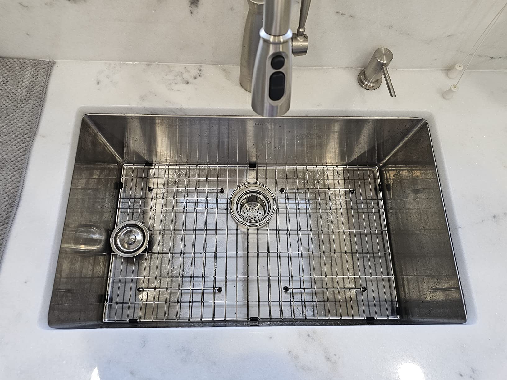 KRAUS Stainless Steel 32 in 16 Gauge Undermount Sink KHU100-32 | 16-gauge TRU16 steel construction, rounded corners for easy cleaning, channel grooves for draining, NoiseDefend pads customer photo 1