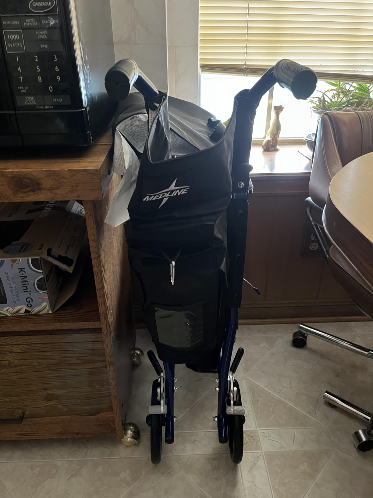 Medline Ultra Lightweight Transport Wheelchair for Adults, Foldable, 19-Inch Seat Width, Blue customer photo 1