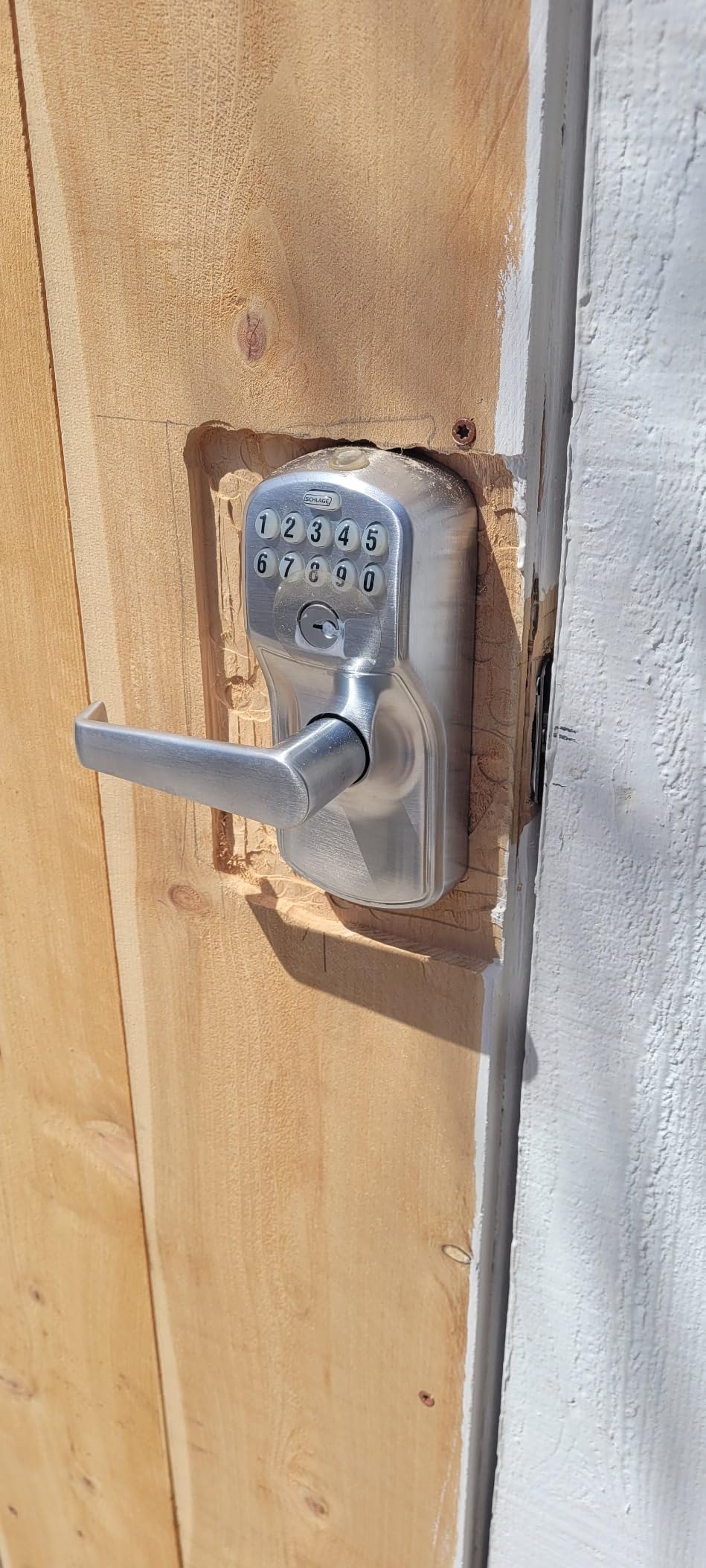 SCHLAGE Brushed Chrome FE595CS V PLY 626 ELA Plymouth Light Commercial Electronic Keypad Lock with Elan Lever (Satin Chrome) customer photo 2