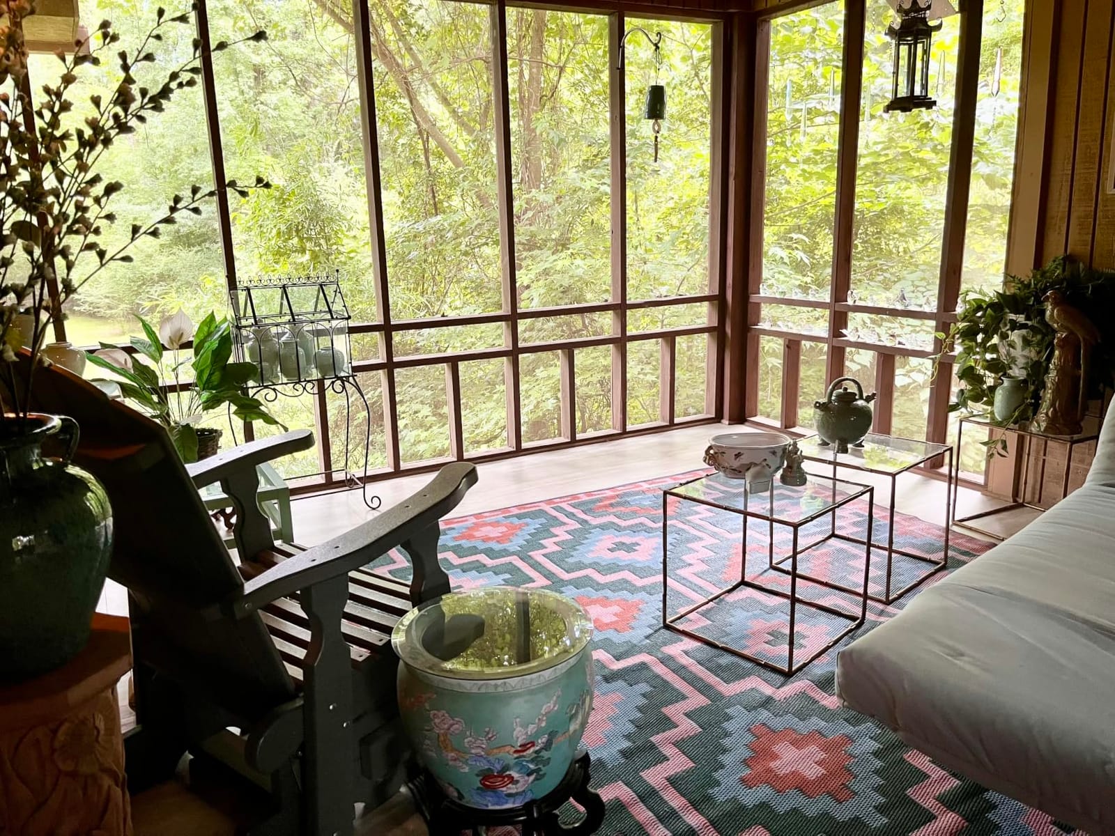 Fab Habitat Outdoor Rug - Waterproof, Fade Resistant, Crease-Free - Premium Recycled Plastic - Vintage Boho Kilim - Patio, Deck, Porch, Balcony, Laundry Room - Lhasa - Orange & Violet - 4 x 6 ft customer photo 1