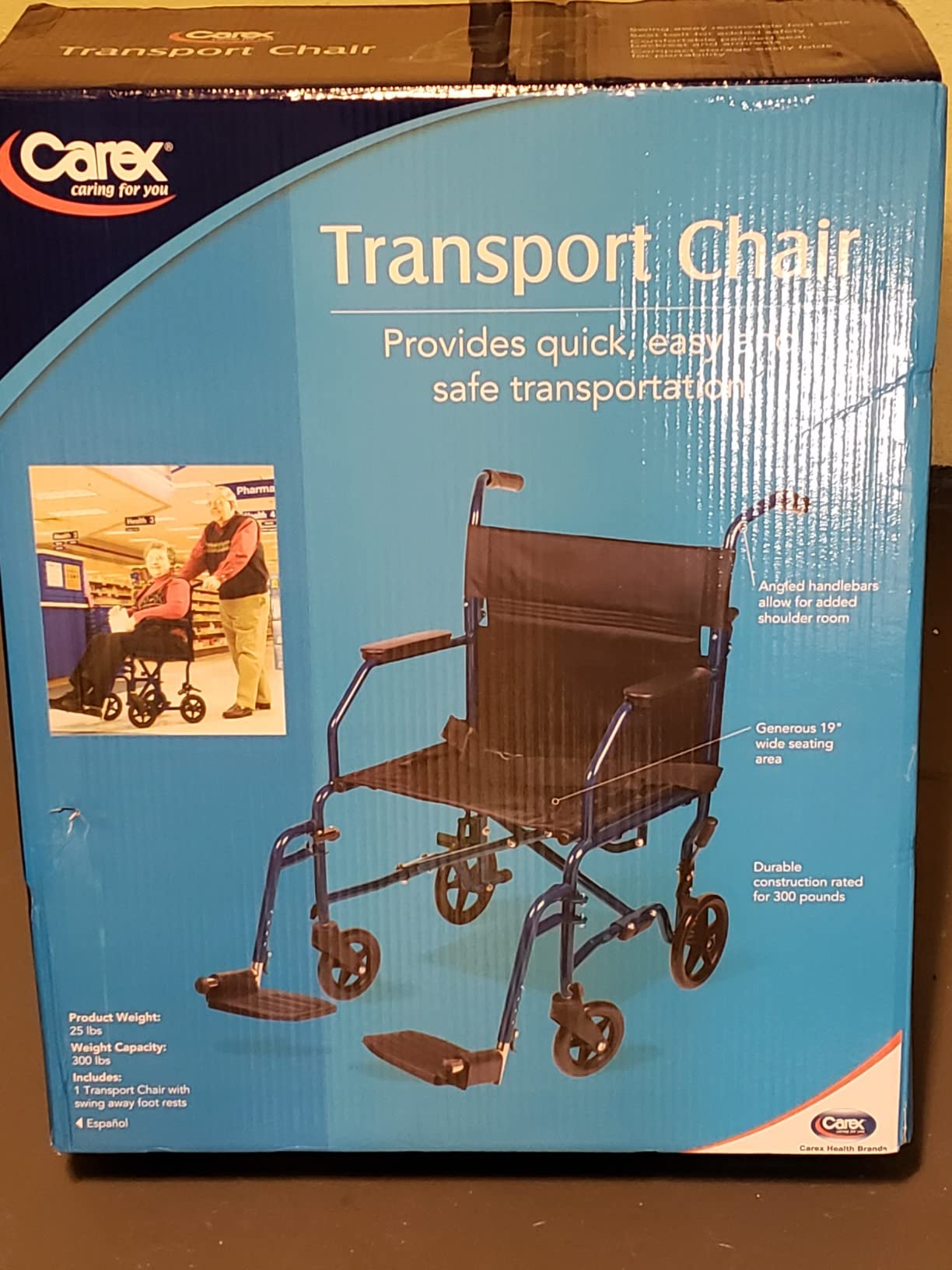 Carex Transport Wheelchair With 19 inch Seat, Folding Transport Chair with Foot Rests customer photo 2