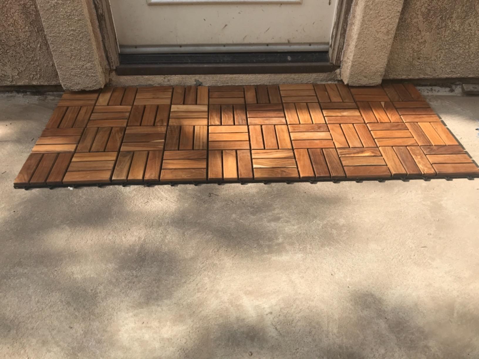 Bare Decor BARE-WF2009 Solid Teak Wood Interlocking Flooring Tiles (Pack of 10), 12