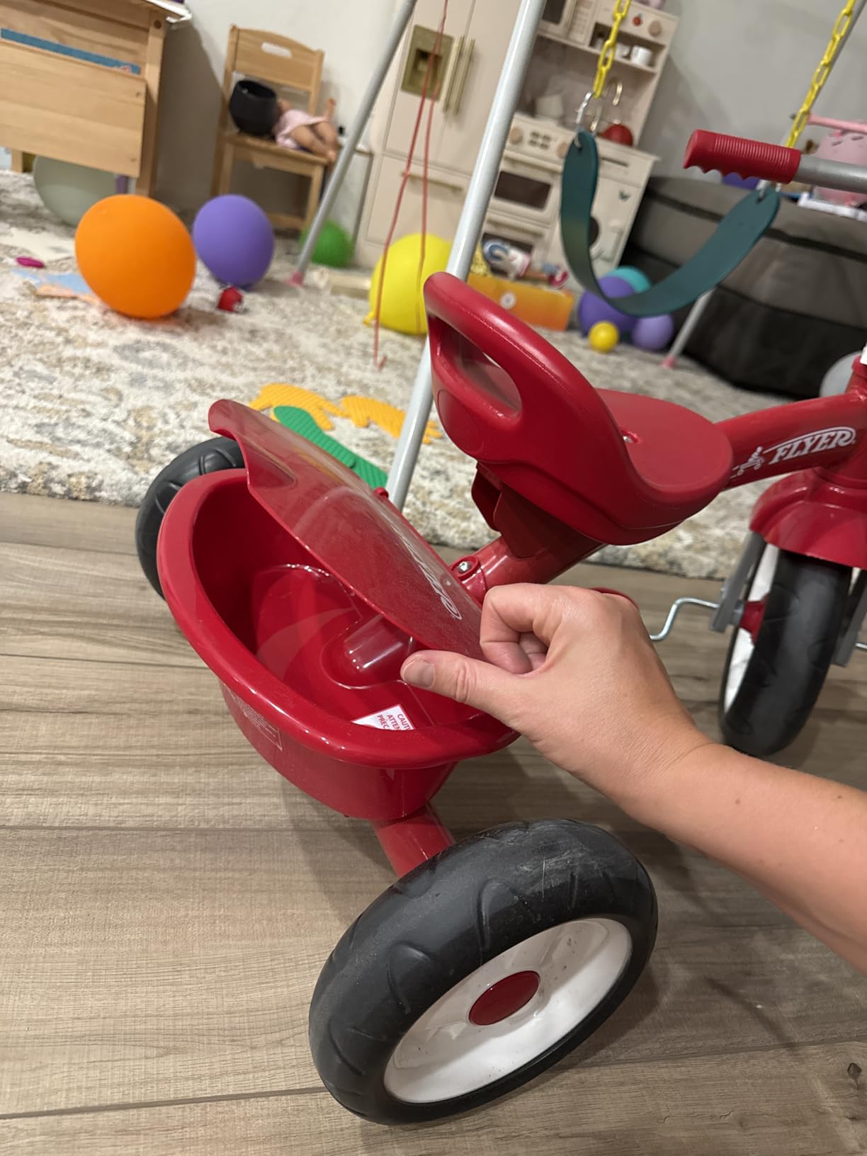 Radio Flyer Red Rider Trike, for Ages 2.5-5, Toddler Tricycle | Quiet Ride Wheels, Comfort Grip Handlebars, Easy Carry Seat Handle, Covered Storage Bin customer photo 2