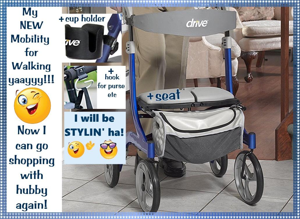 Drive Medical Nitro DLX Foldable Rollator Walker, 10 Inch Wheels, Champagne | Rollator Walker Features Hand Activated Brakes, Padded Seat, Storage Bag and 10 Inch Front Wheels for Easy Mobility customer photo 2