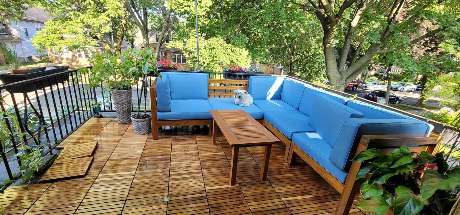 Bare Decor EZ-Floor Interlocking Flooring Tiles in Solid Teak Wood Oiled Finish (Set of 10), Long 9 Slat customer photo 2