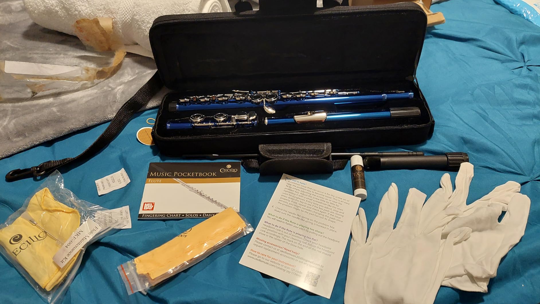 Mendini by Cecilio 16 Keys Closed Hole C Flute Kit for Beginners - Nickel with Case, Stand, Tuning Rod, Lesson Book, Cleaning Kit, Gloves customer photo 1
