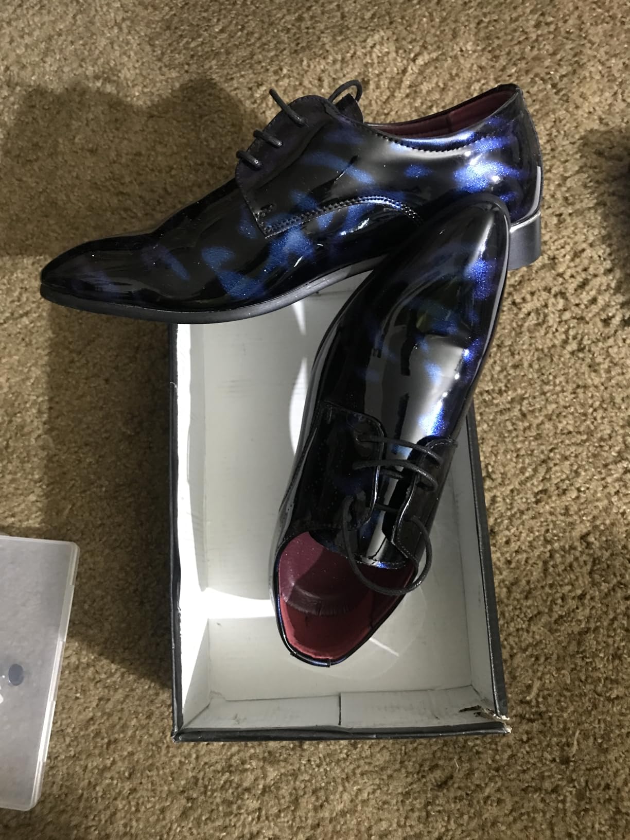 Men Fashion Dress Business Shoe Pointed Toe Floral Patent Leather Lace Up Oxford Black Brown Red Grey customer photo 1