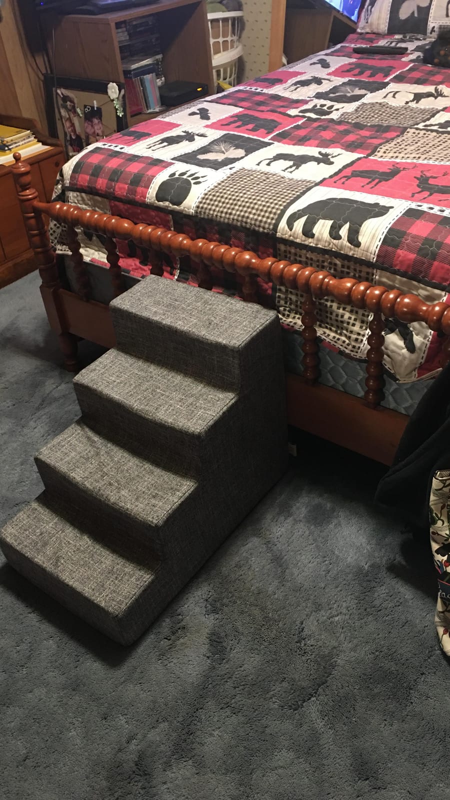 Best Pet Supplies Dog Stairs & Steps - Foam Steps for Small Dogs & Cats, Non-Slip Indoor Balanced Pet Step Support, Dog Ramp, No Assembly, Ash Gray Linen, 4-Step (18-inch Height) customer photo 2