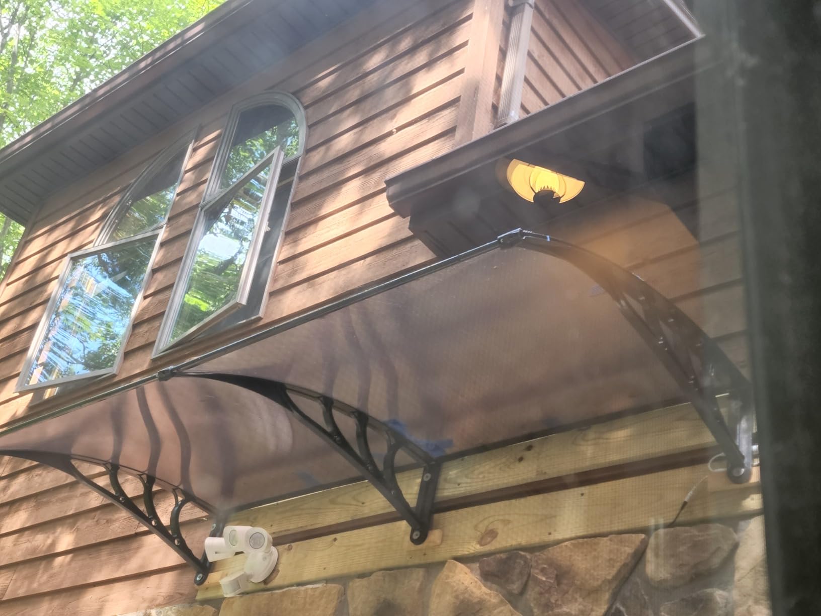 VIVOHOME Polycarbonate Window Door Awning Brown 38 Inch x 115 Inch | Awning Canopy Brown with Black Bracket customer photo 1
