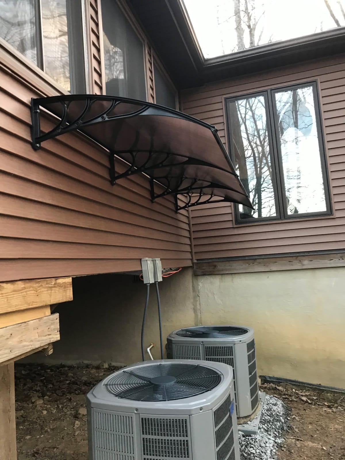 VIVOHOME Polycarbonate Window Door Awning Brown 38 Inch x 115 Inch | Awning Canopy Brown with Black Bracket customer photo 2