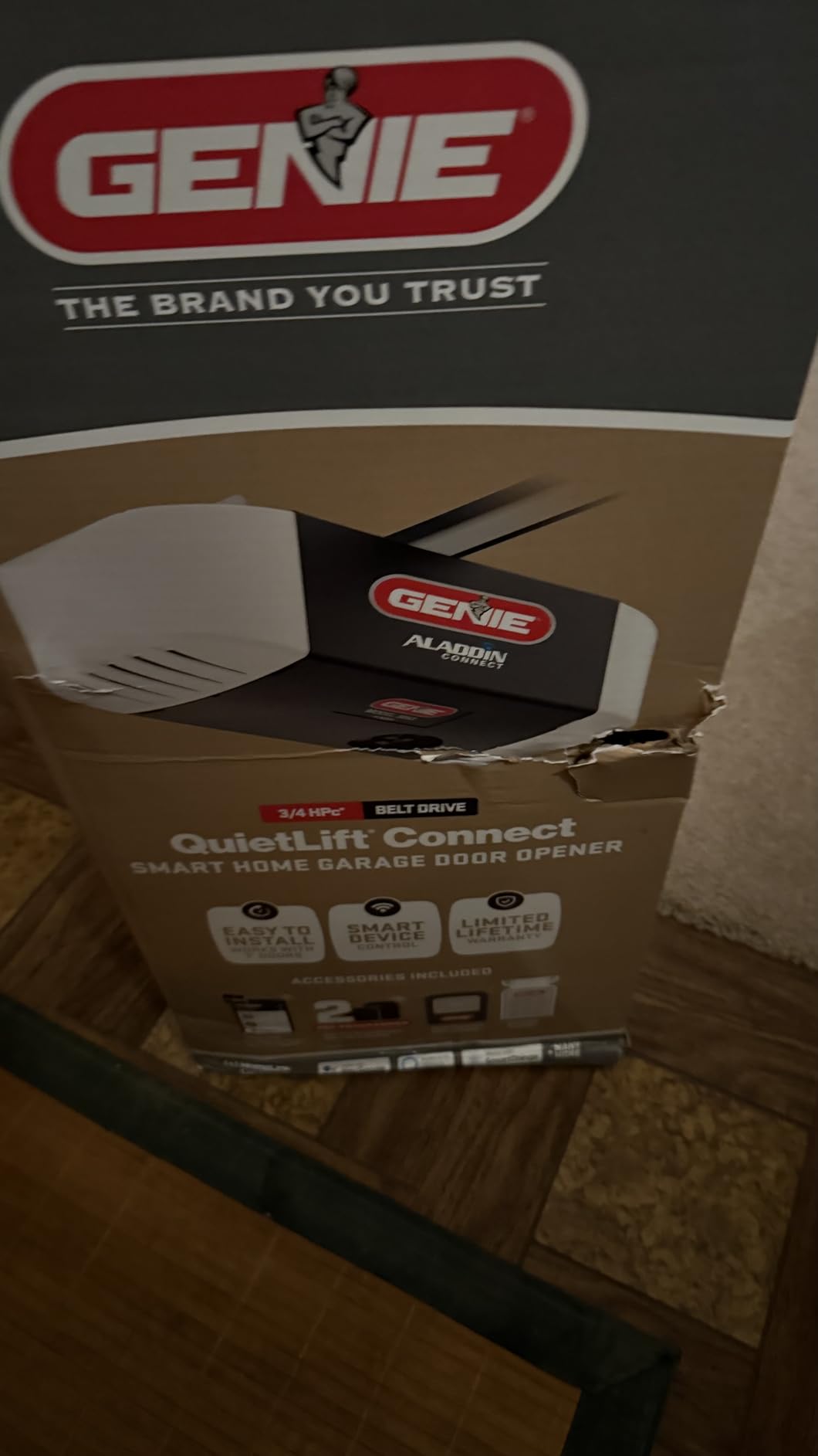 Genie QuietLift Connect – WiFi Smart Garage Door Opener with Added Wireless Keypad, ¾ HPC Smart Belt Drive – Compatible with Alexa and Google Assistant, Model 3053-TKV customer photo 1