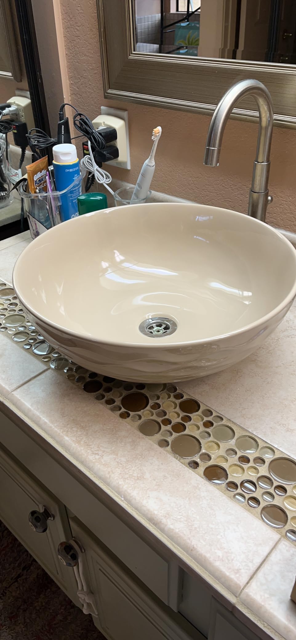 KRAUS Viva Round White Porcelain Ceramic Vessel Bathroom Sink, 13 in. D x 4 3/8 in. H, KCV-204GWH customer photo 1