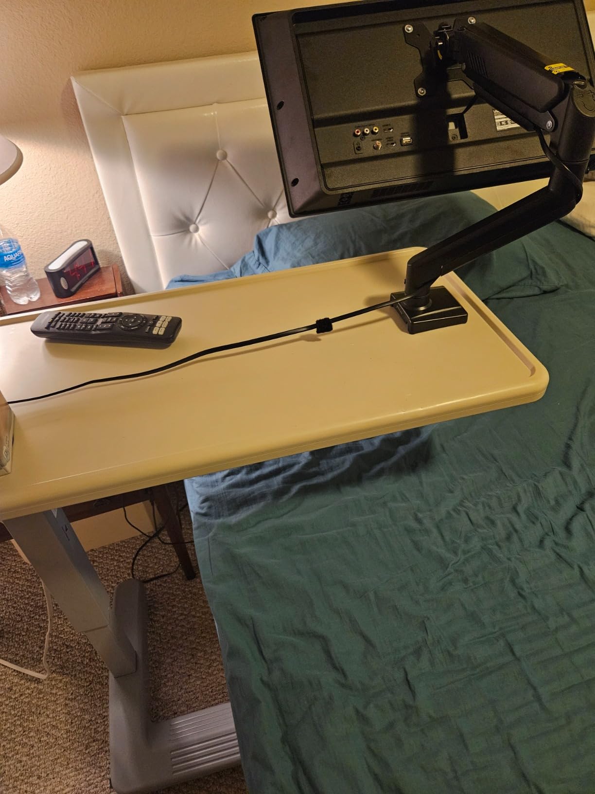 Vaunn Medical Pneumatic Adjustable Overbed Exam Bedside Table with Wheels (Hospital and Home Use), New Tabletop, Light Gray customer photo 2