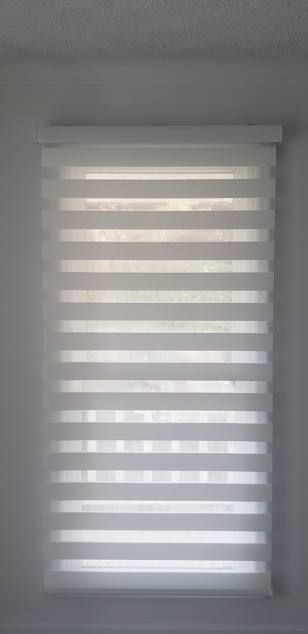 Graywind Motorized Zebra Blinds for Windows, Blackout Smart Blinds with Remote Control, Dual Layer Custom Zebra Shades Work with Alexa, Google Home, Apple Homekit, Classic White customer photo 2