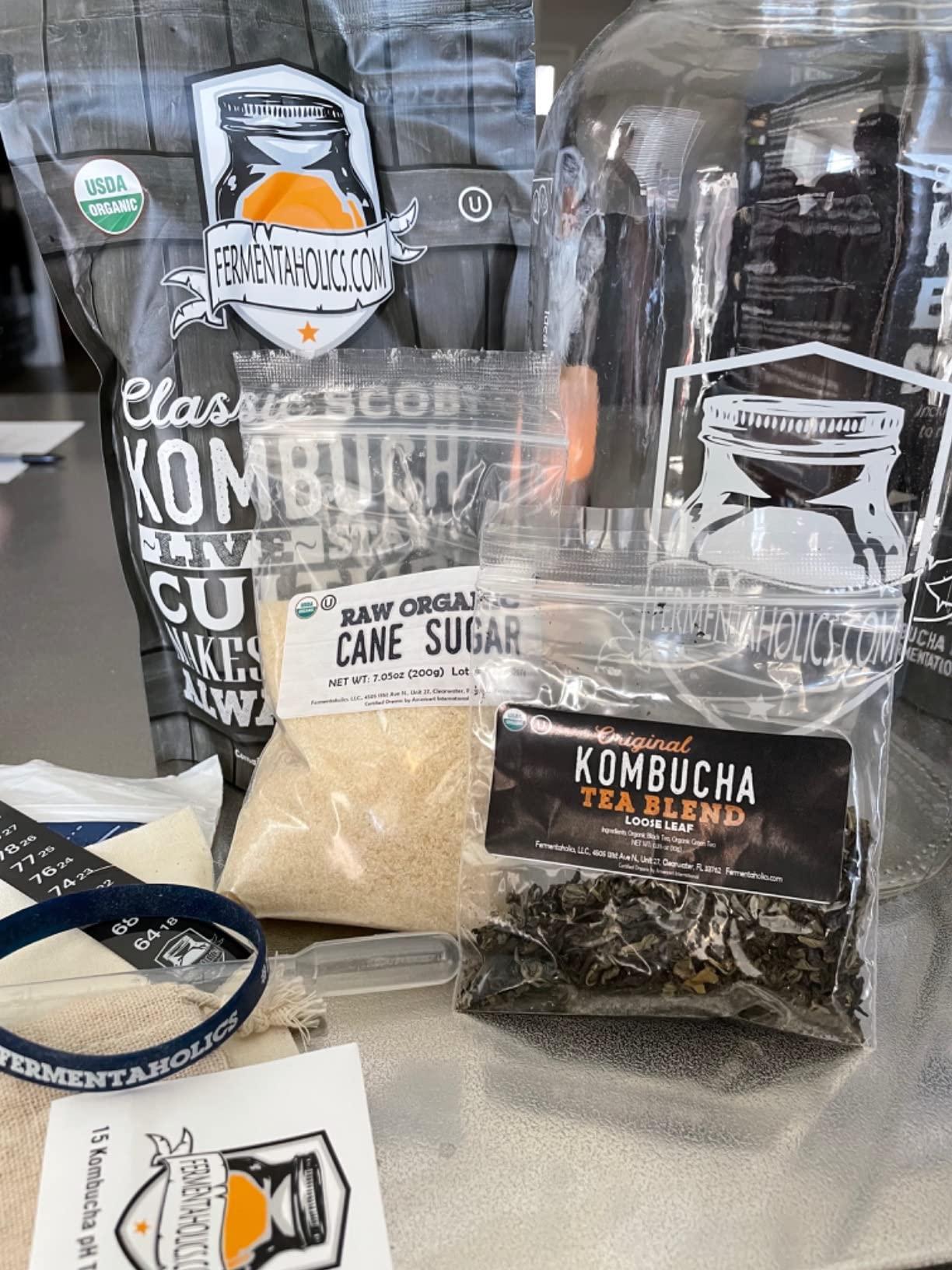 Kombucha Brewing Starter Kit - USDA Certified Organic SCOBY & Tea, Complete Home Kombucha Making Kit with Culture, Kosher Certified (Deluxe Kombucha Brewing Kit) customer photo 1