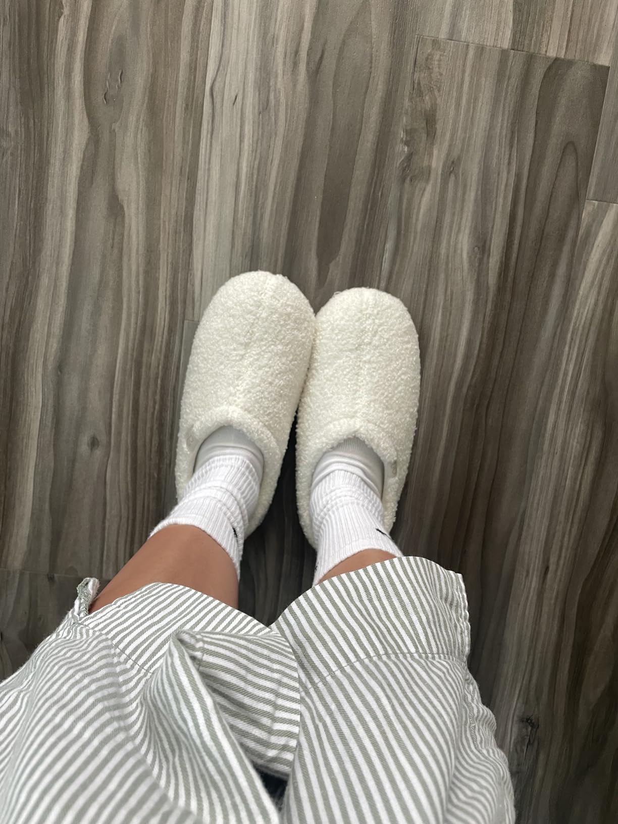 Women's Fuzzy Curly Fur Fleece Lining Memory Foam Loafer Slippers customer photo 2