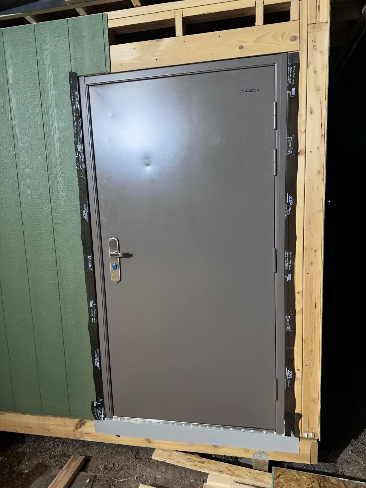 VIZ-PRO Quick Mount Steel Security Door with Frame and Hardware, Gray Left Side-Hinged Inward, 39 9/16