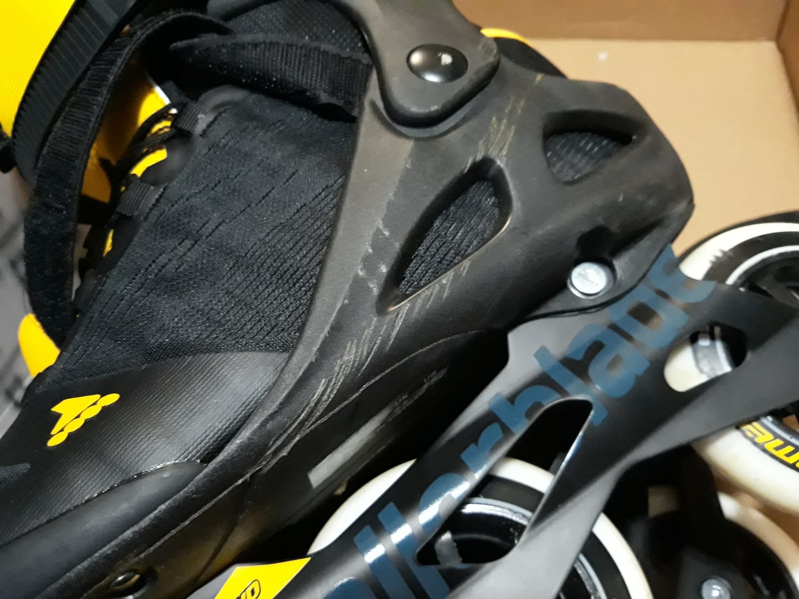 Rollerblade Macroblade 100 3WD Mens Adult Fitness Inline Skate, Black and Saffron Yellow, Performance Inline Skates customer photo 1