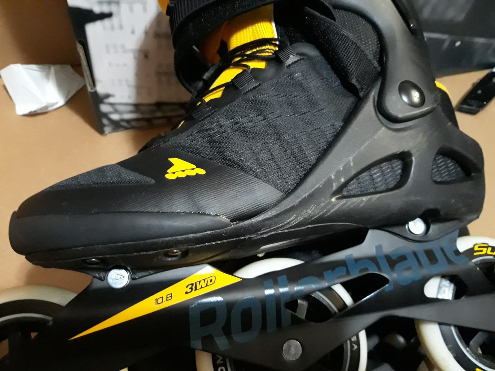 Rollerblade Macroblade 100 3WD Mens Adult Fitness Inline Skate, Black and Saffron Yellow, Performance Inline Skates customer photo 2