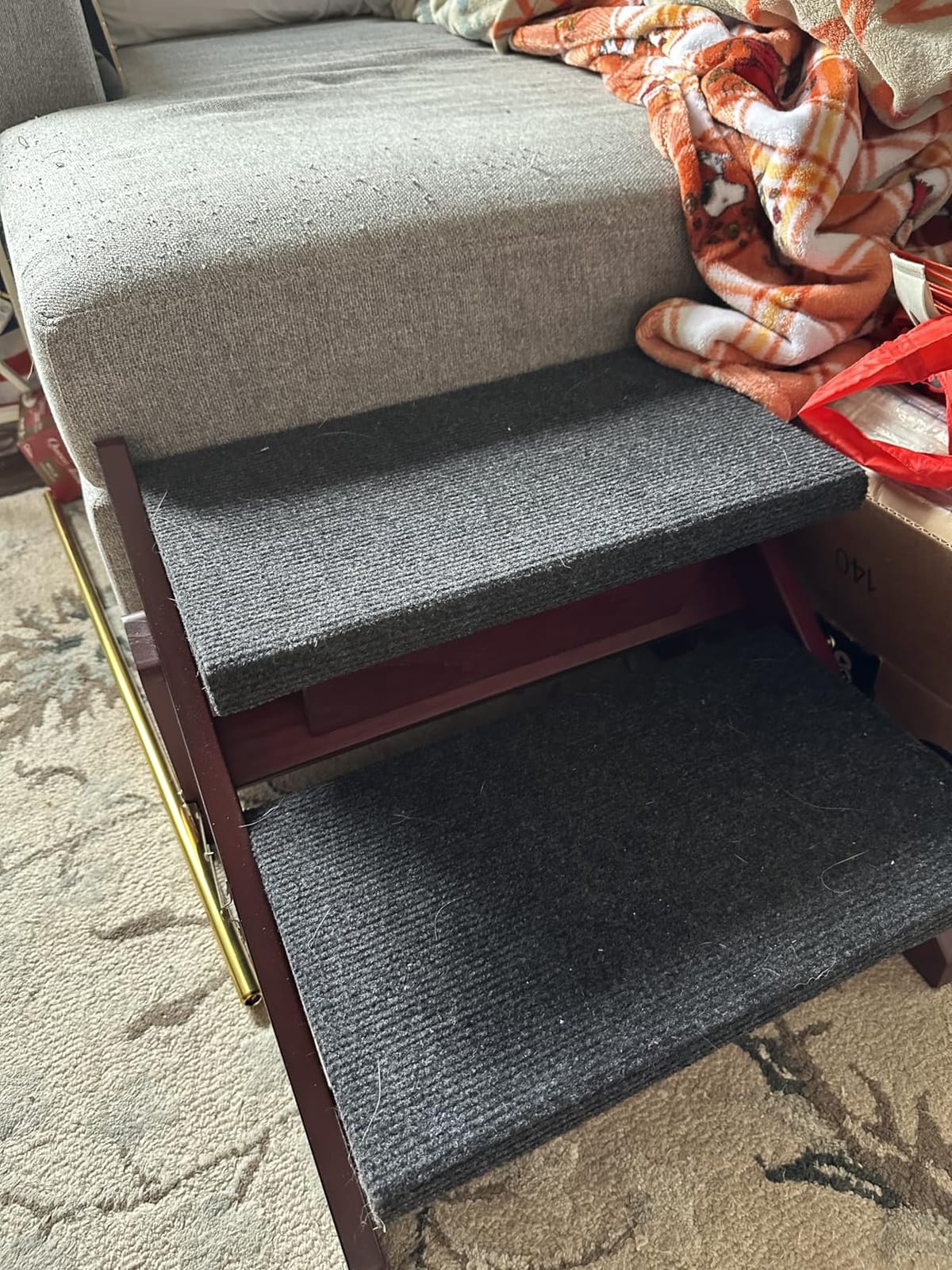MEWANG Wooden Pet Stairs/Pet Steps - 3-in-1 Foldable Stairs & Ramp for Tall Beds and Cars - Portable Dog/Cat Ladder Up to 220 Pounds customer photo 2