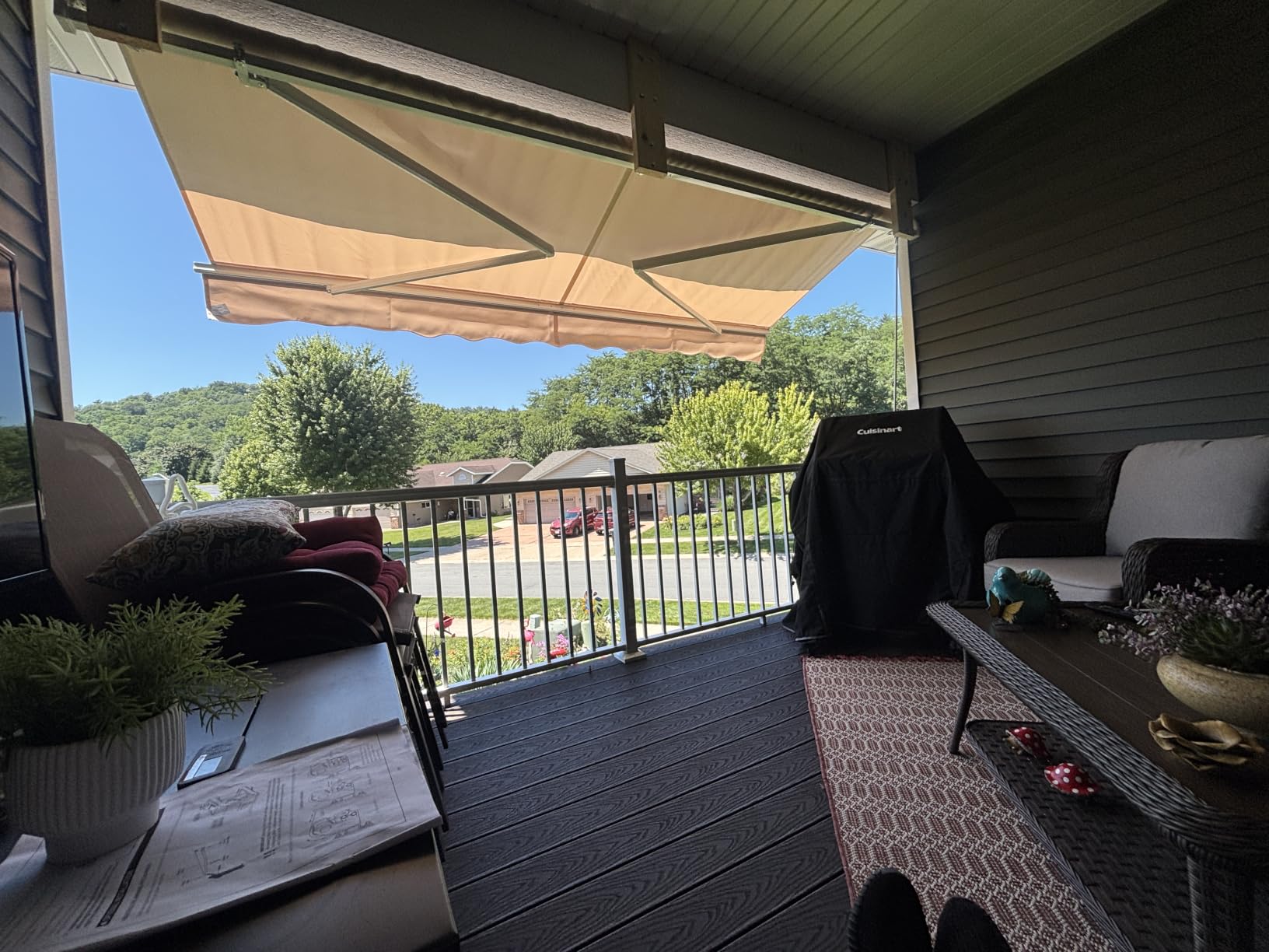 Outsunny 12' x 8' Patio Retractable Awning Manual Crank Handle Light Gray | Patio Awnings, Sun Shade Shelter, 280g/m² UV & Water-Resistant Fabric, Aluminum Frame, for Deck Balcony Yard customer photo 1