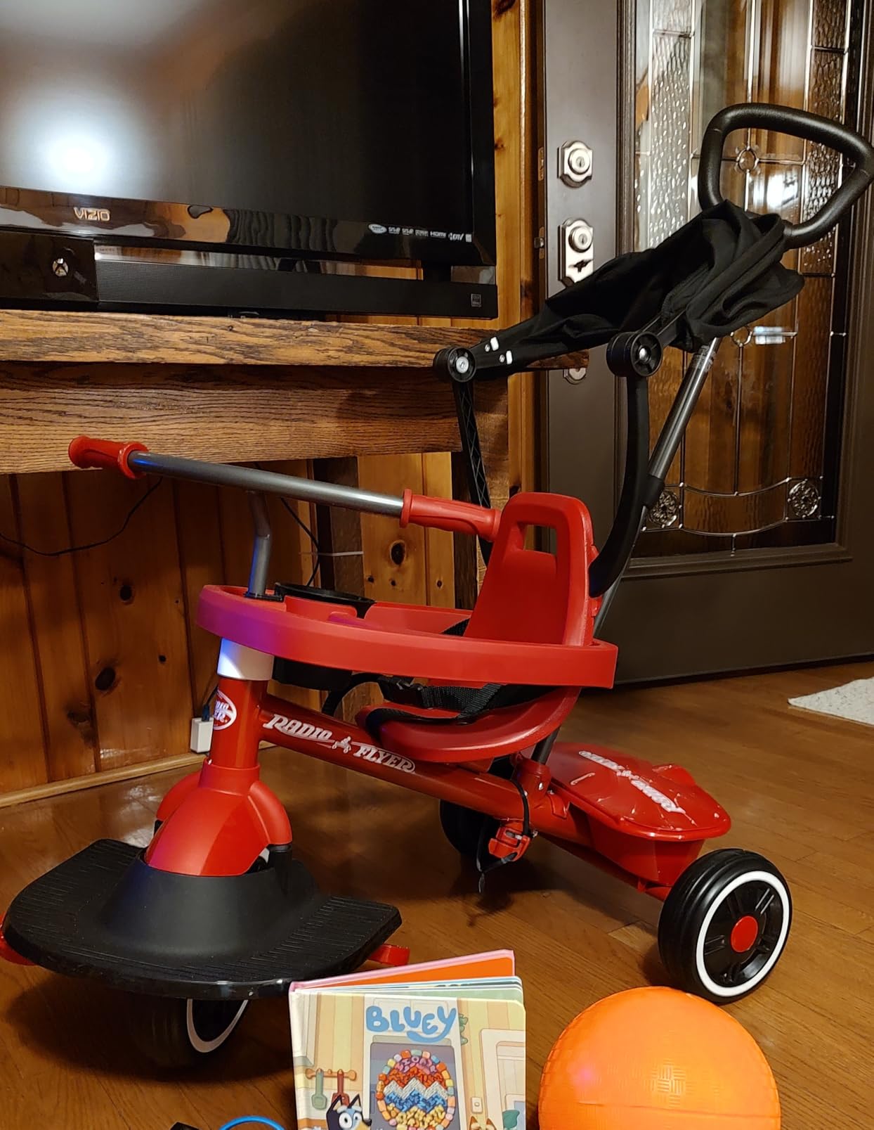 Radio Flyer 4-in-1 Pedal & Push Stroll 'N Trike, Ages 1-5, UV Canopy, Red | Toddler Tricycle & Stroller, High-Density Foam Tires, Parent Push Handle, Removable Tray customer photo 2