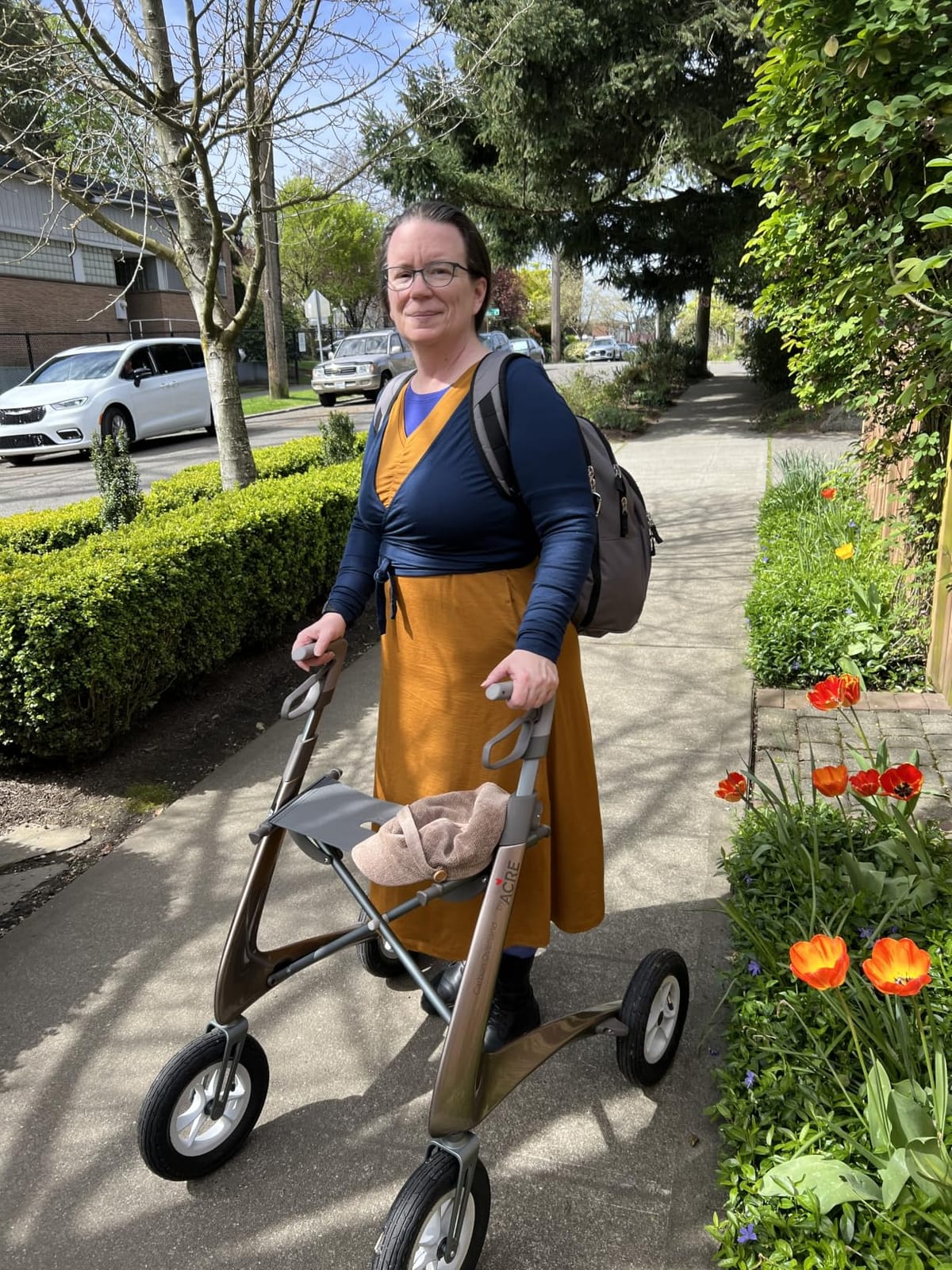 byACRE Carbon Overland / All Terrain Carbon Rollator / Big Pneumatic Wheels / Lightweight at only 14.8 lbs / Foldable with seat customer photo 2