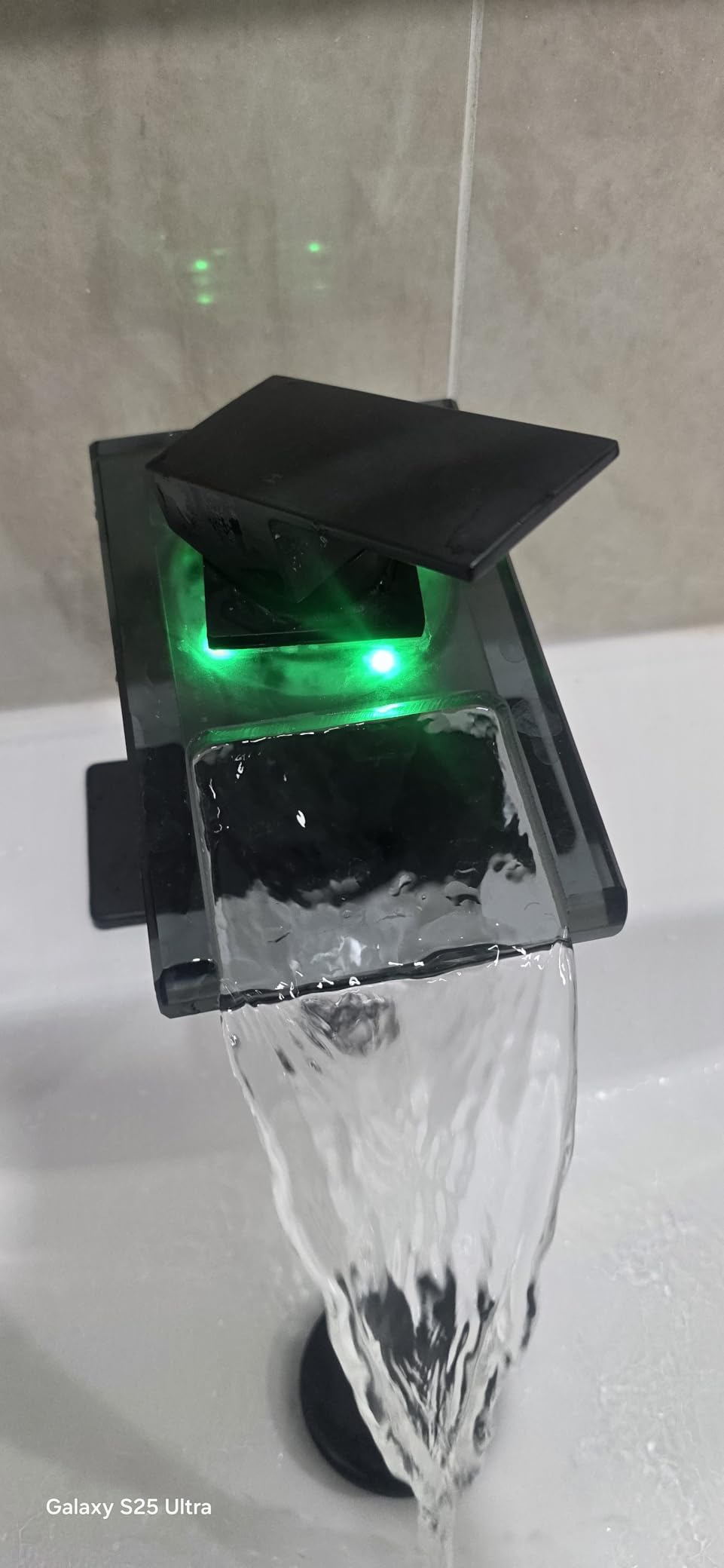 AVSIILE LED Bathroom Sink Faucet, Matte Black Waterfall Single Hole Handle Vanity Faucets for Sinks 1 Hole with Metal Pop Up Drain and 2 Water Supply Lines, Open Glass Spout customer photo 2