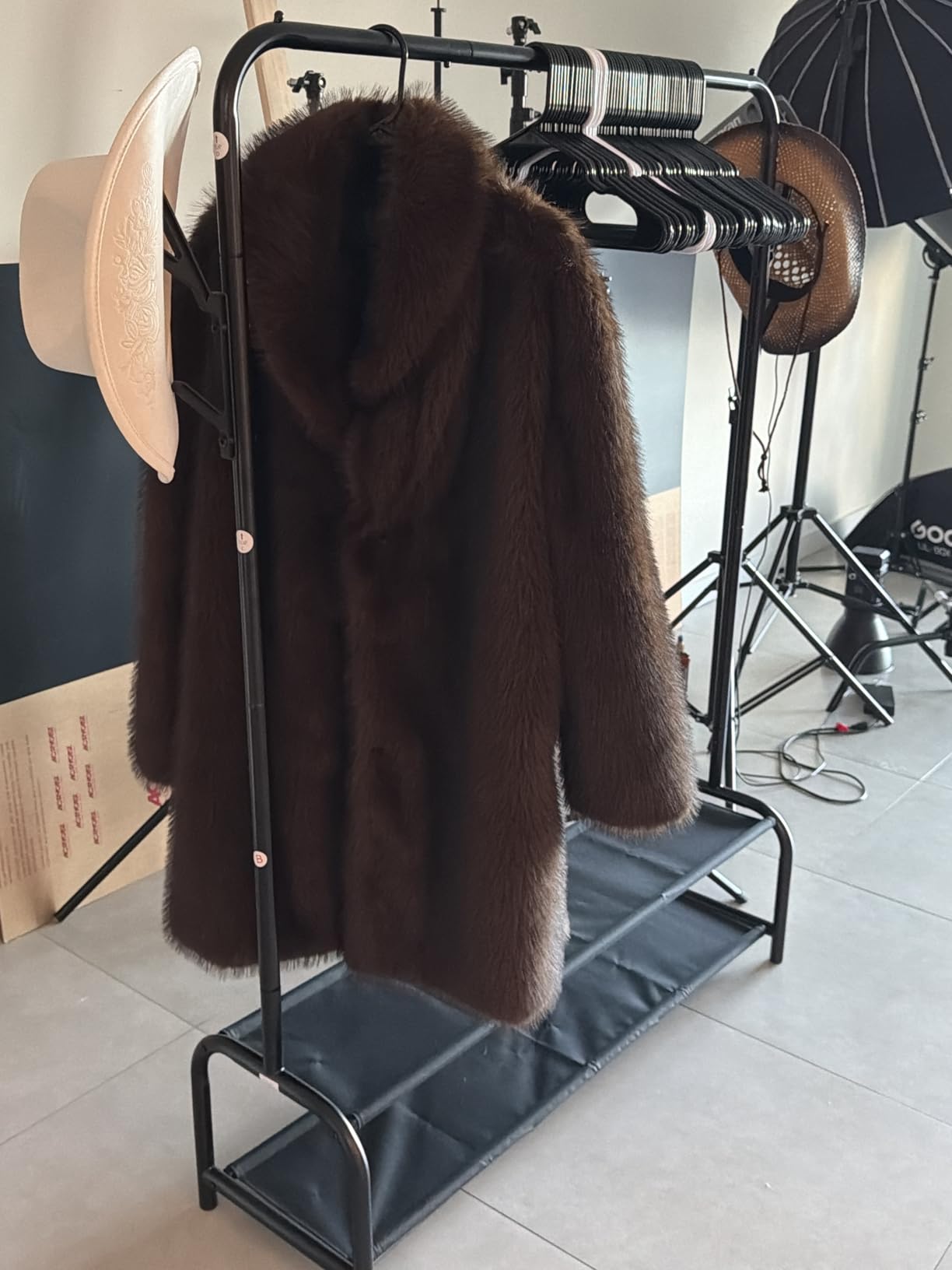 Simple Houseware 52 Inch W Freestanding Closet Garment Rack with Shelves, Black | With 600D Fabric Shelves, Hanger Stoppers, and Hooks for Coat & Hat customer photo 2