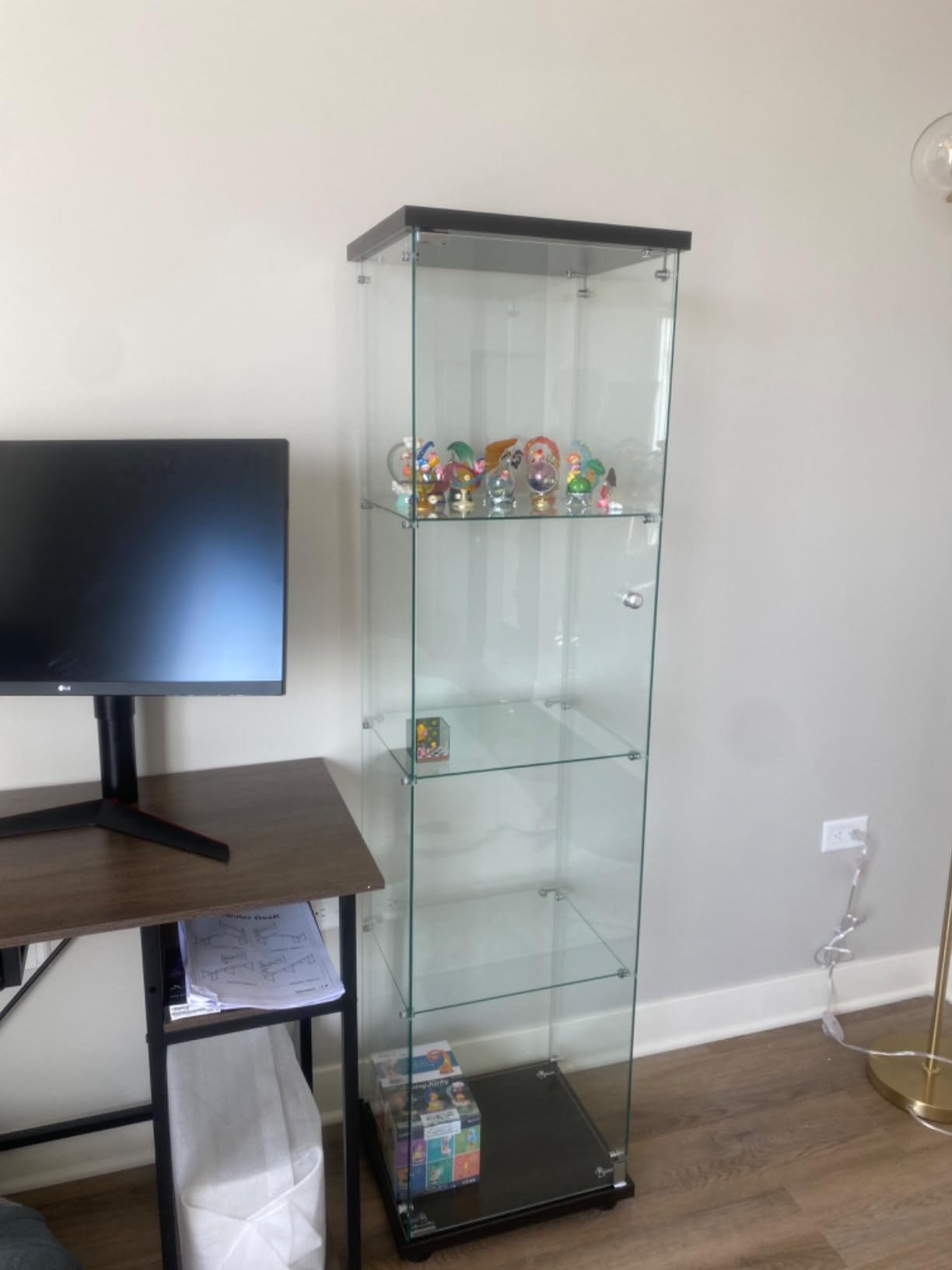 LFT HUIMEI2Y 4-Tier Glass Display Cabinet with Lock, Display Case Black customer photo 2
