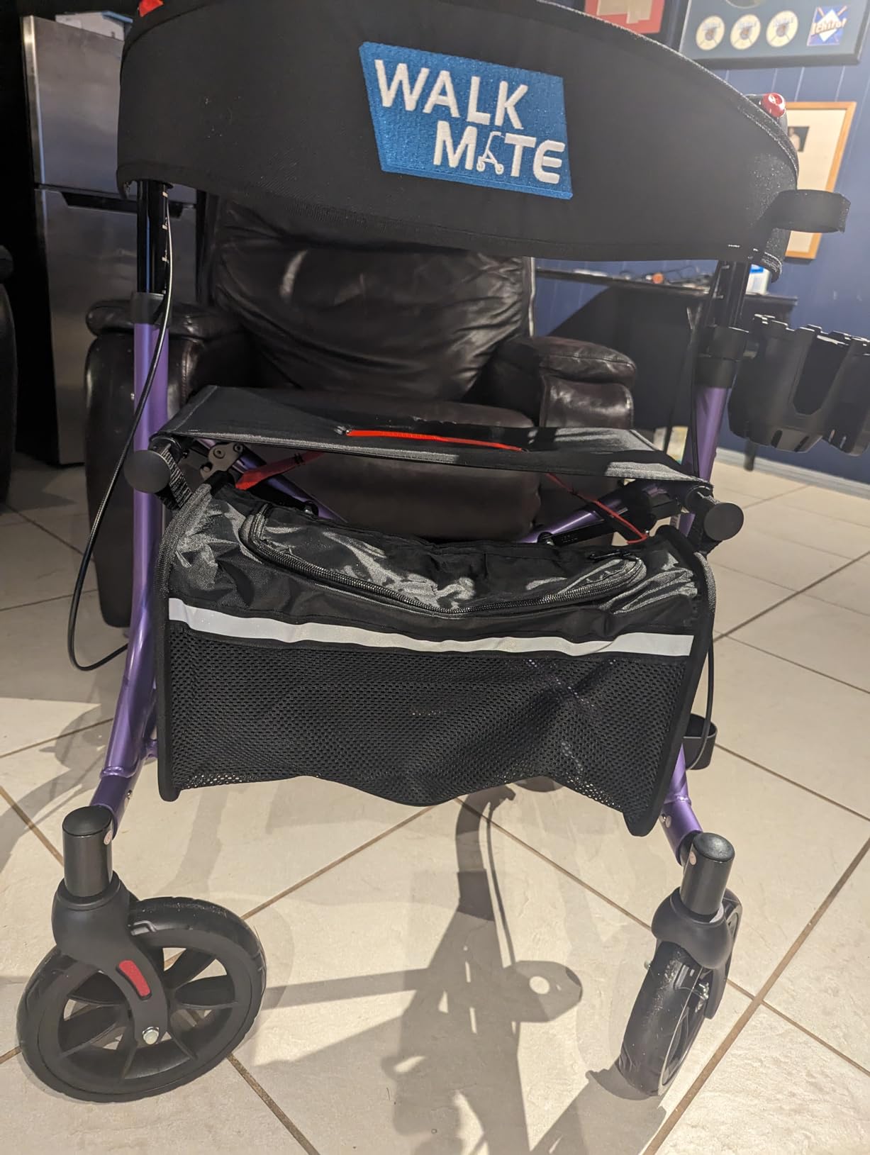 WALK MATE Rollator Walker for Seniors with Seat, Lightweight Foldable | Upgraded Thumb Press Button for Height Adjustment, 8 Inch Wheels, 18