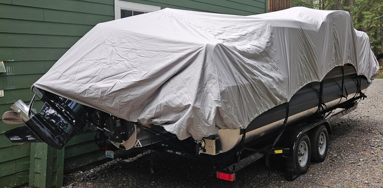 Solim 19-21FT Pontoon Boat Cover, 1200D Heavy Duty Waterproof, UV Resistant customer photo 1